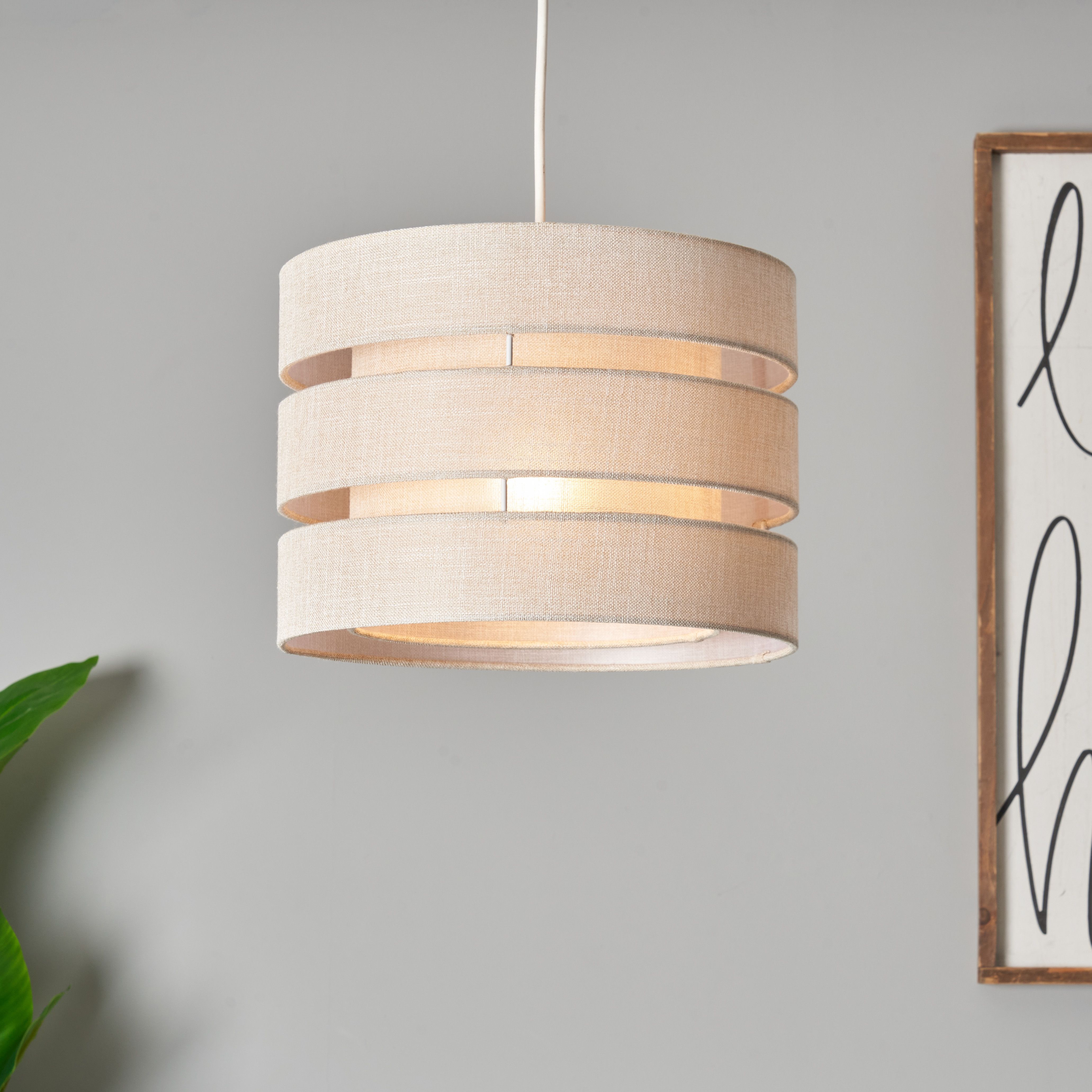 Inlight Petra Natural Woven effect Slubby Cylinder Light shade (D)28cm