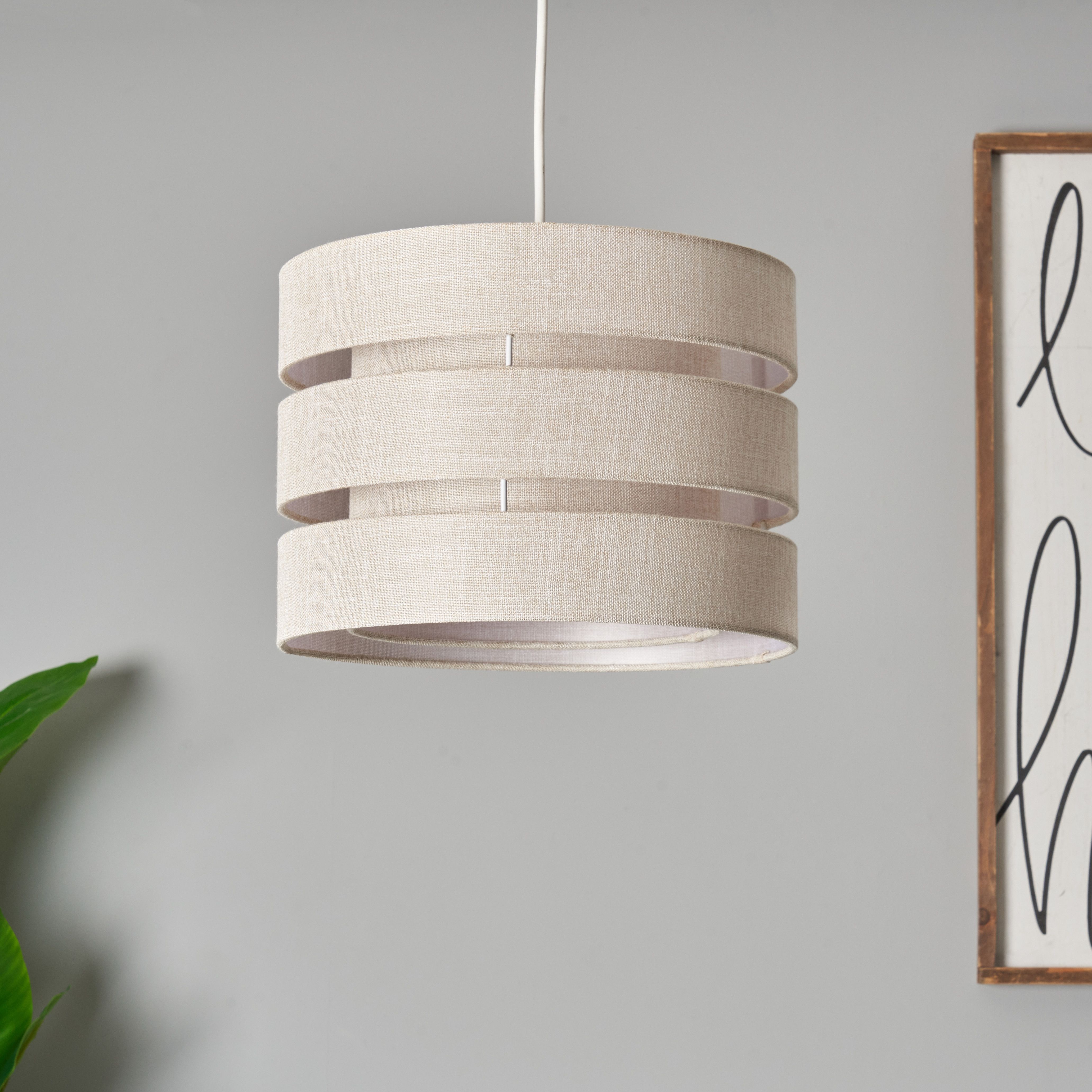 Inlight Petra Natural Woven effect Slubby Cylinder Light shade (D)28cm