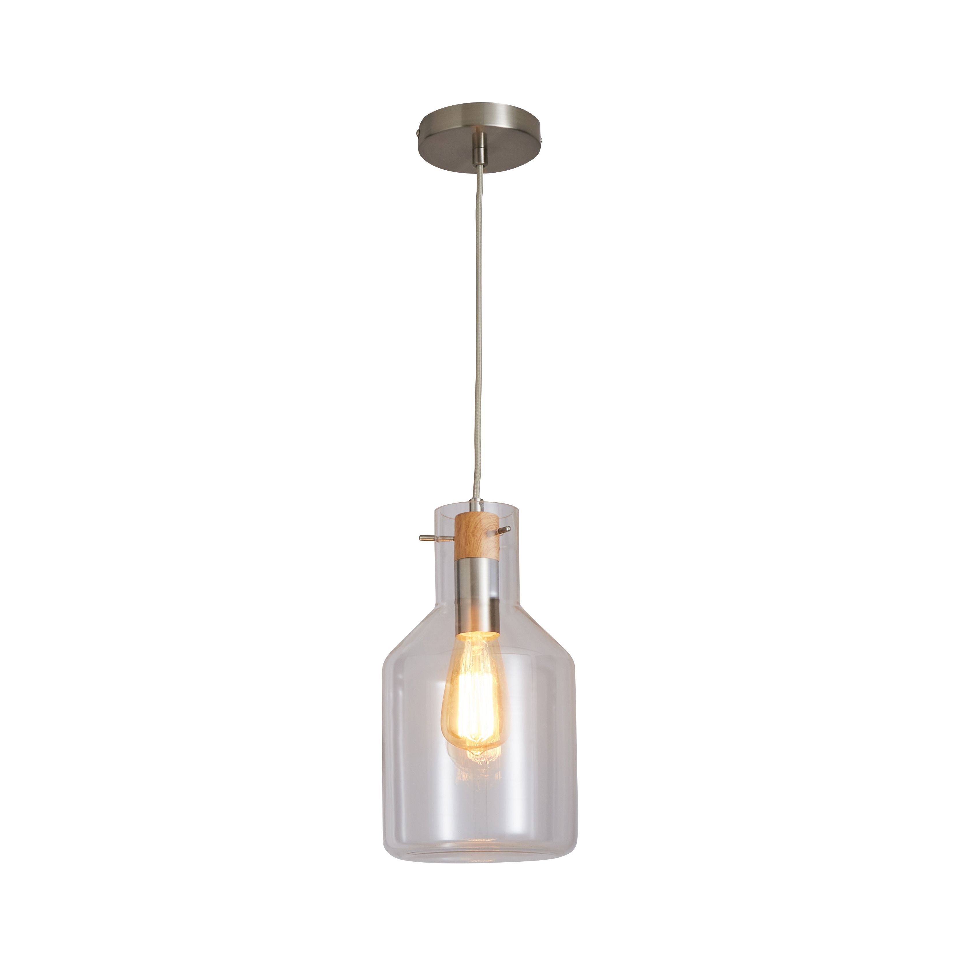 Inlight Psyche pendant Satin Nickel effect LED Pendant ceiling light, (Dia)170mm