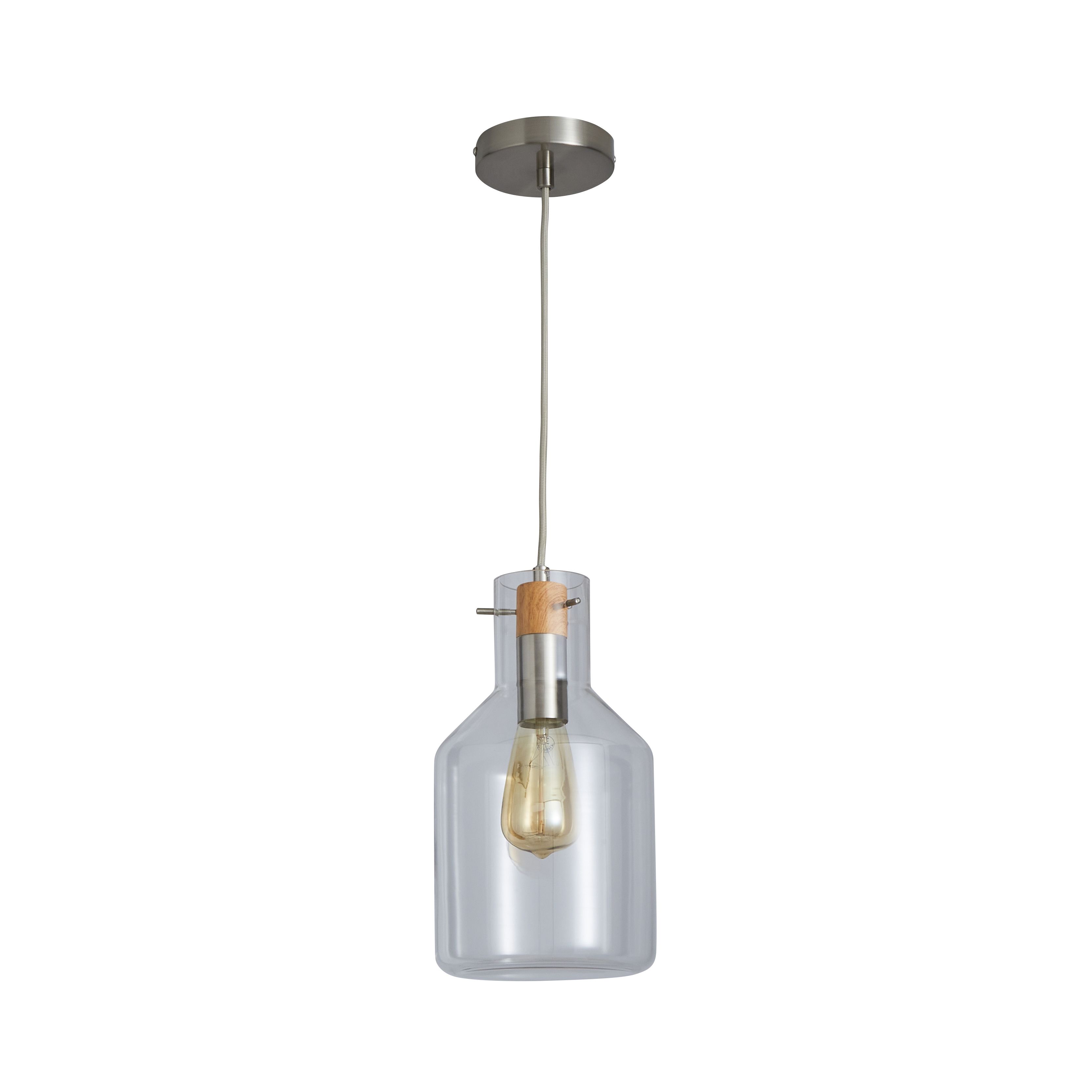 Inlight Psyche pendant Satin Nickel effect LED Pendant ceiling light, (Dia)170mm