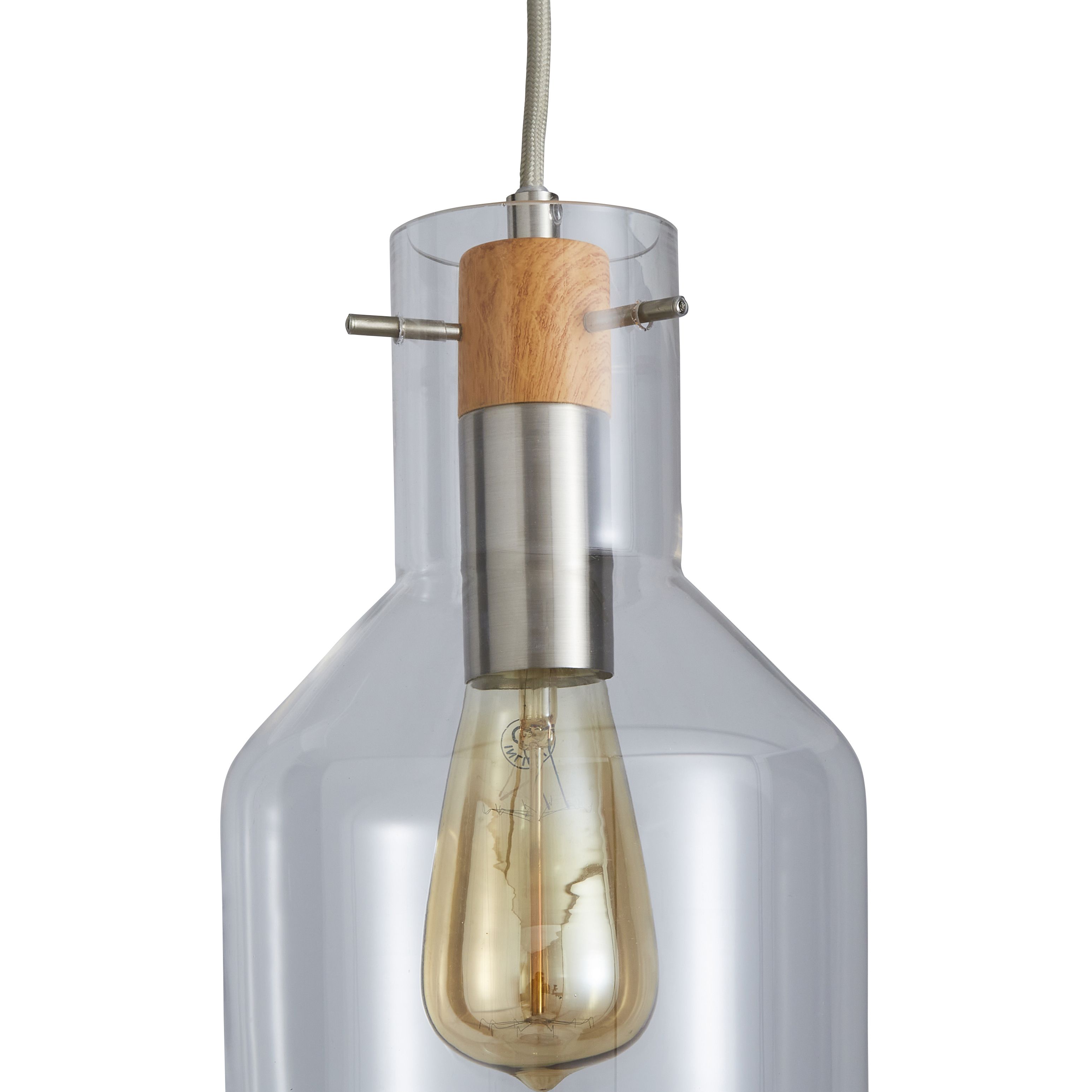 Inlight Psyche pendant Satin Nickel effect LED Pendant ceiling light, (Dia)170mm
