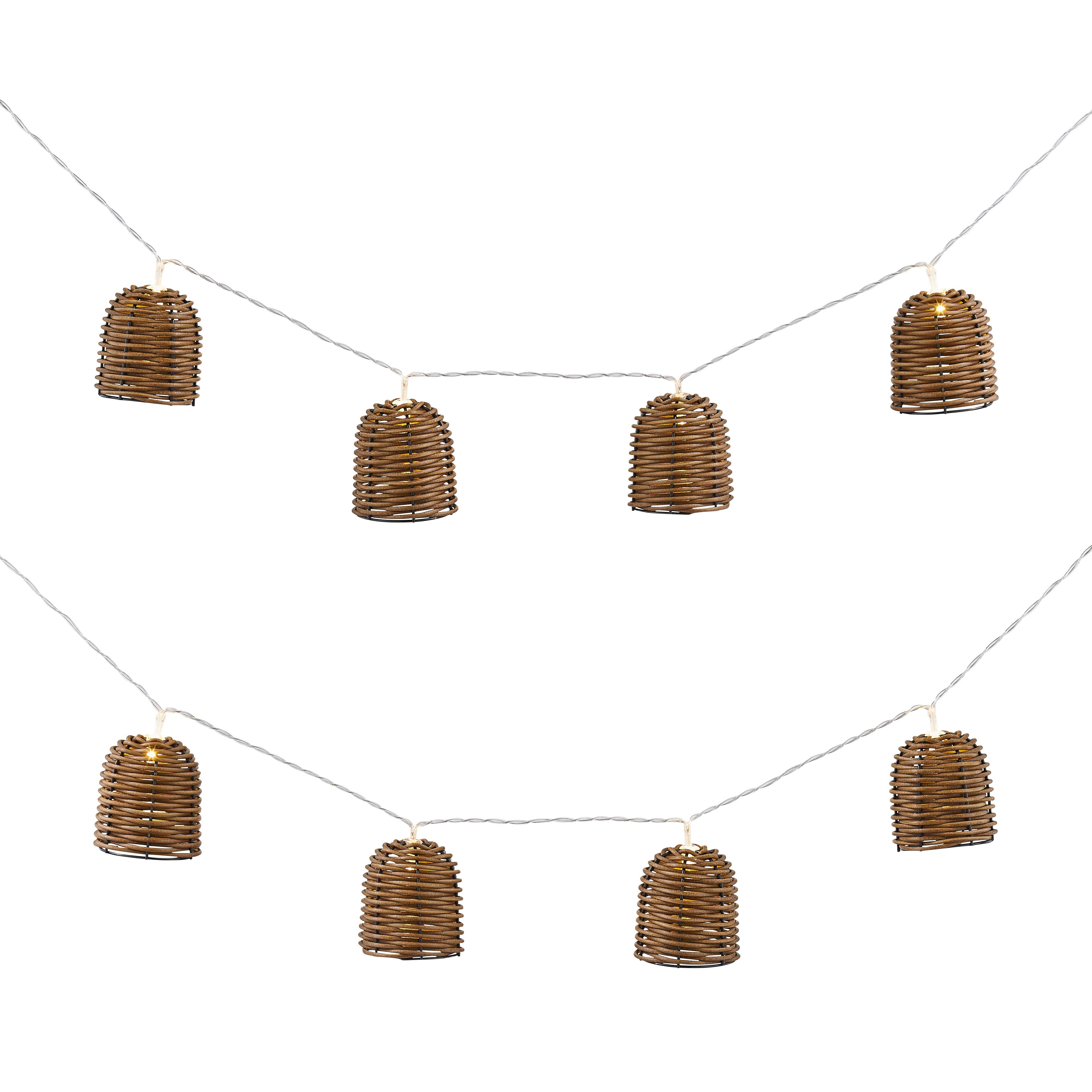 Inlight Rattan lantern Solar-powered Warm white 10 LED Outdoor String lights