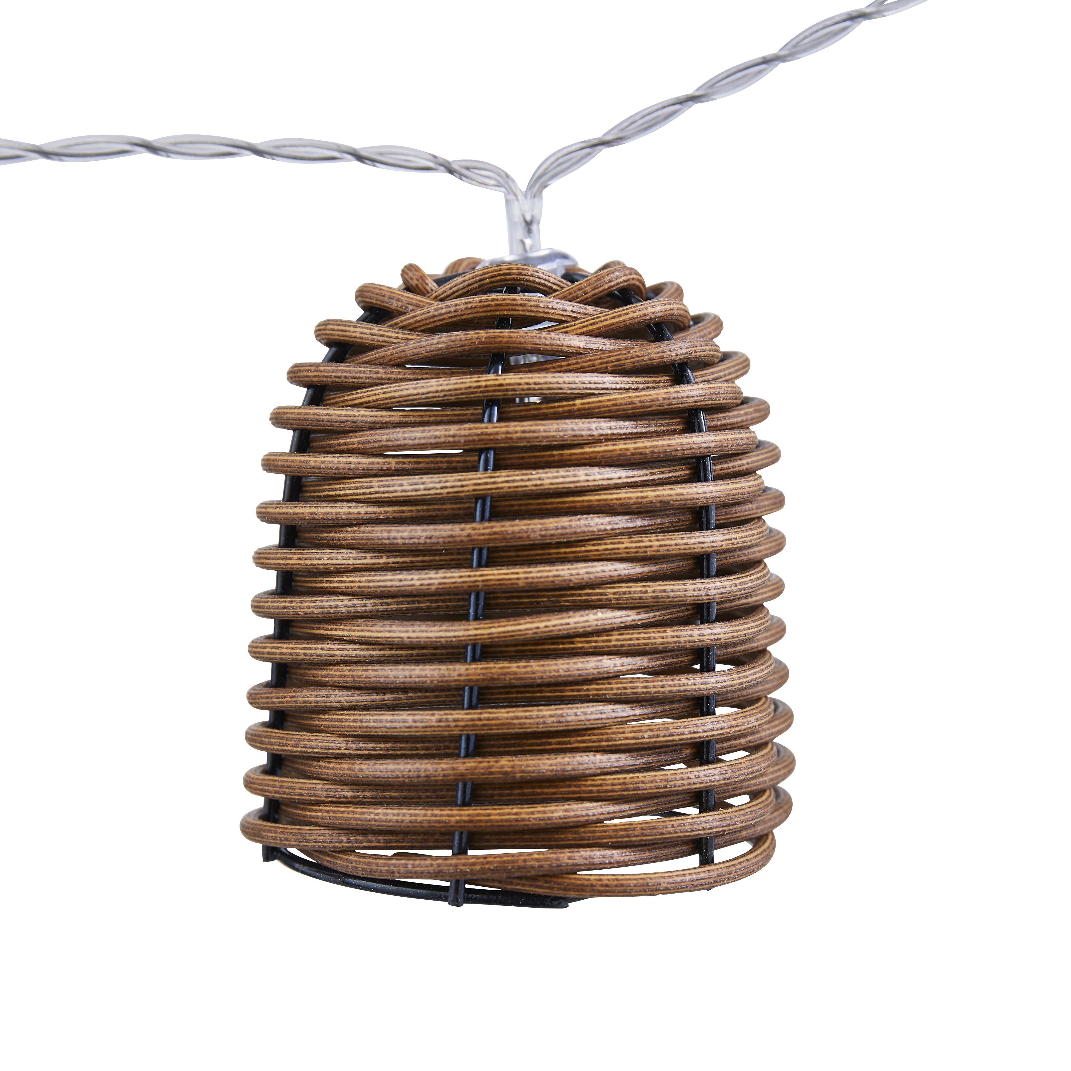 Inlight Rattan lantern Solar-powered Warm white 10 LED Outdoor String lights