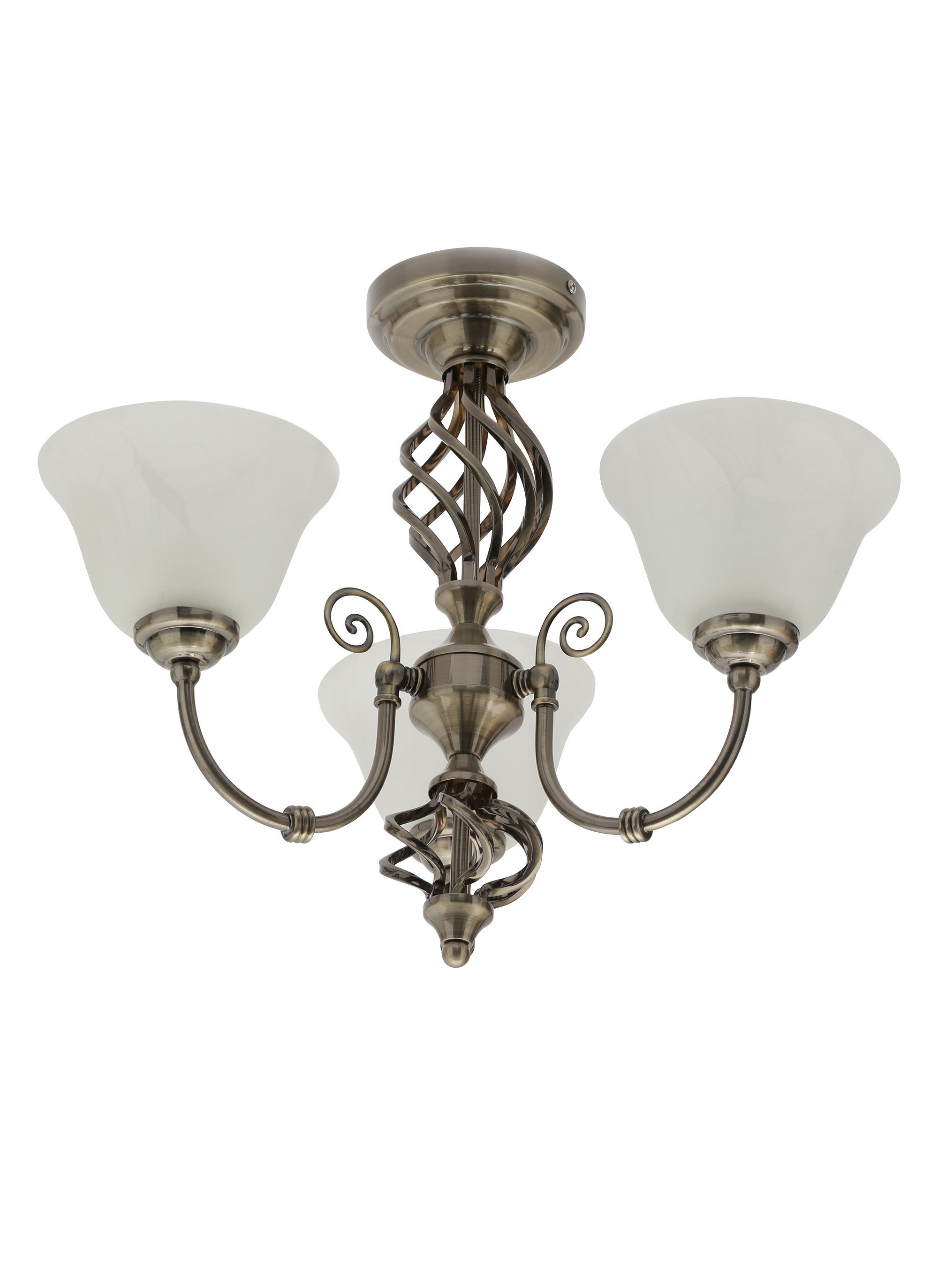 Inlight Rolli Brushed Glass & metal Antique brass effect 3 Lamp Ceiling light