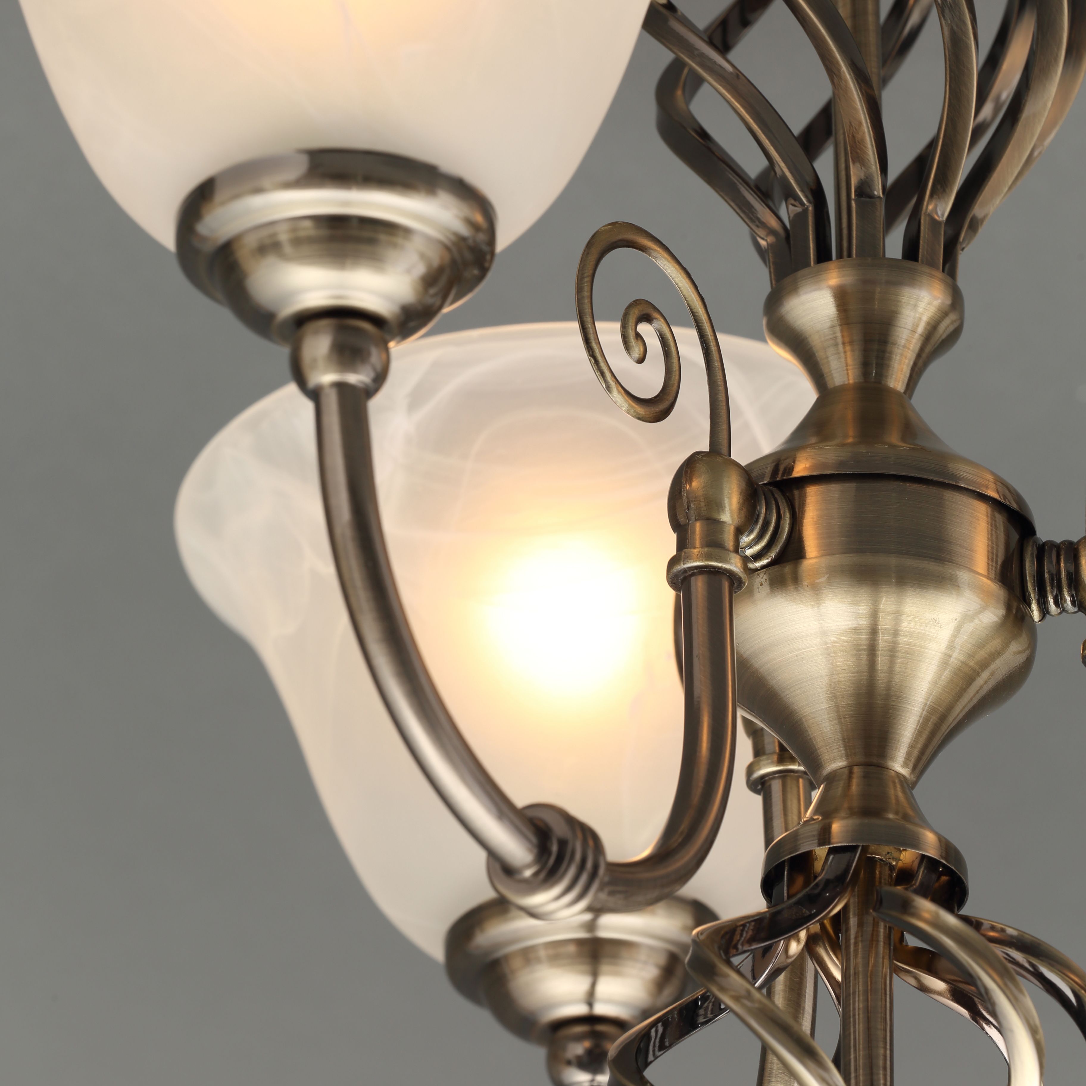 Inlight Rolli Brushed Glass & metal Antique brass effect 3 Lamp Ceiling light