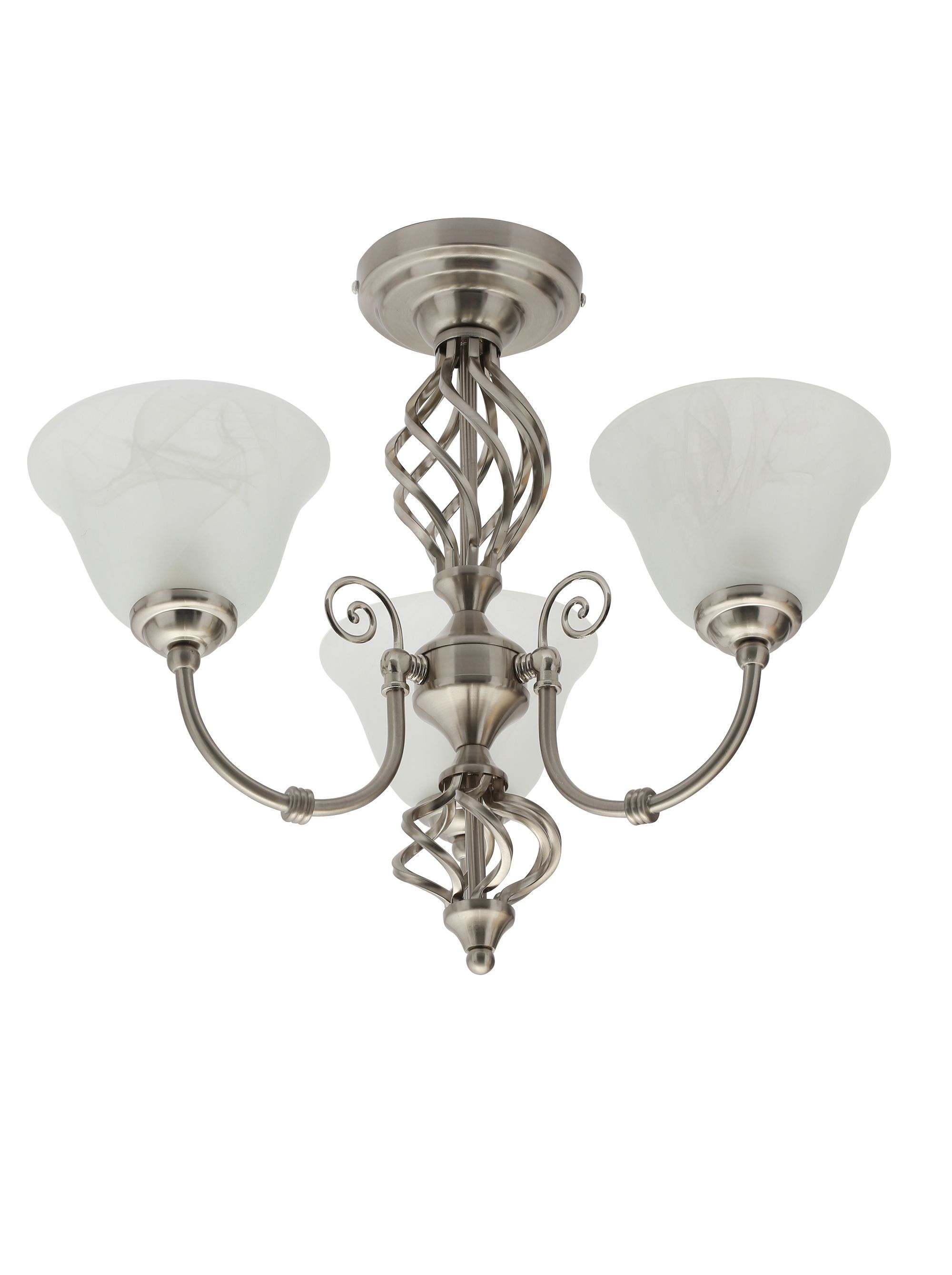 Inlight Rolli Brushed Glass & metal Nickel effect 3 Lamp Ceiling light