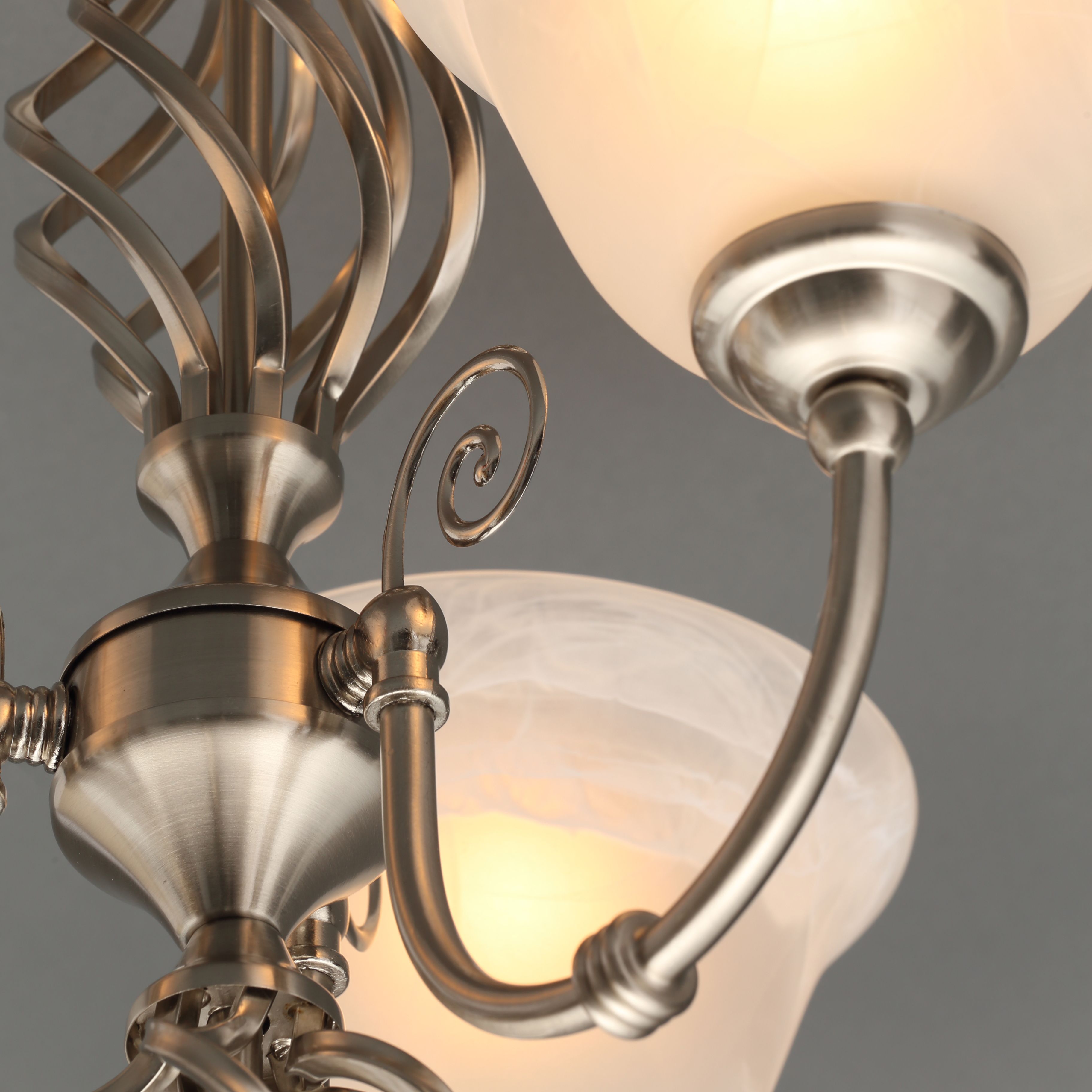 Inlight Rolli Brushed Glass & metal Nickel effect 3 Lamp Ceiling light