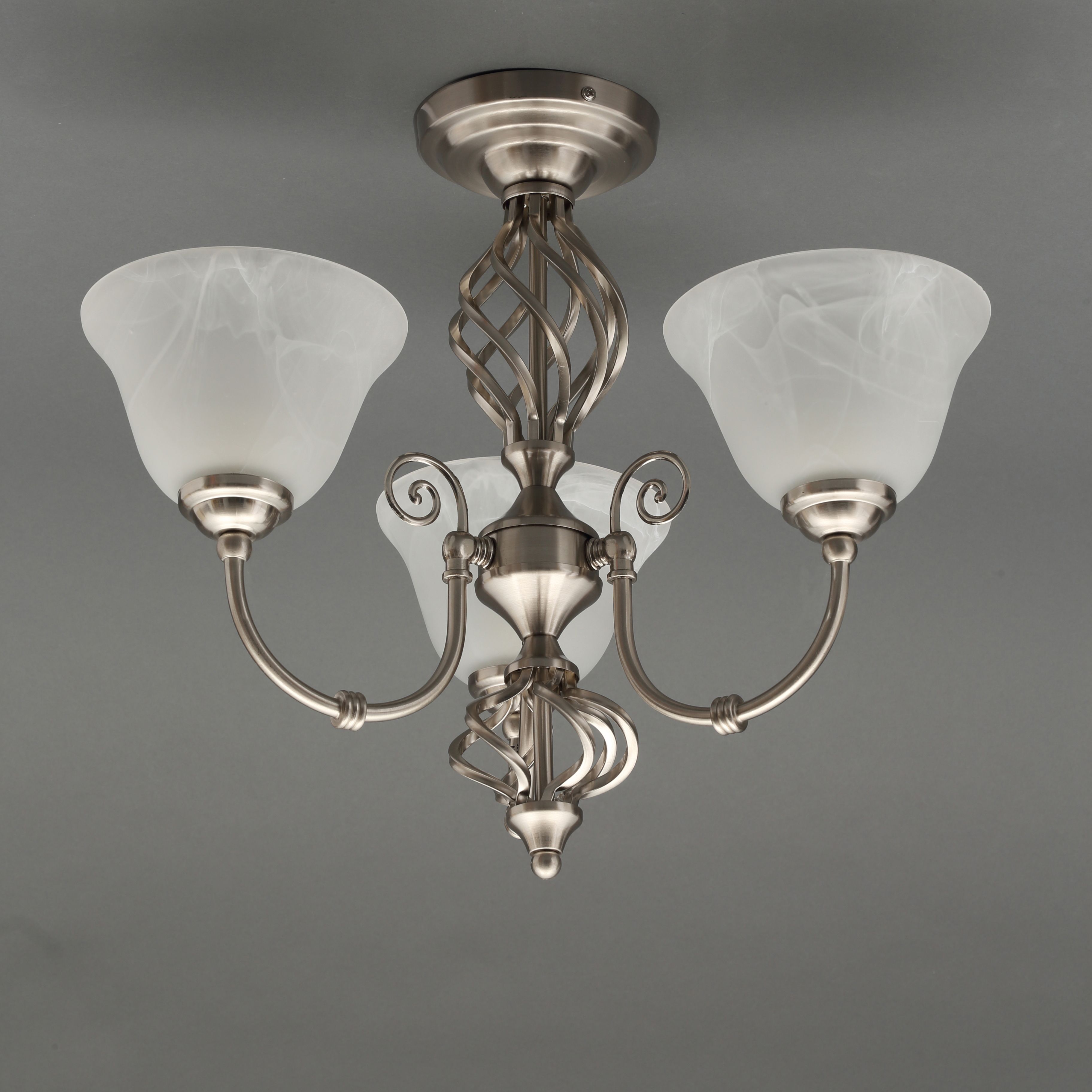 Inlight Rolli Brushed Glass & metal Nickel effect 3 Lamp Ceiling light