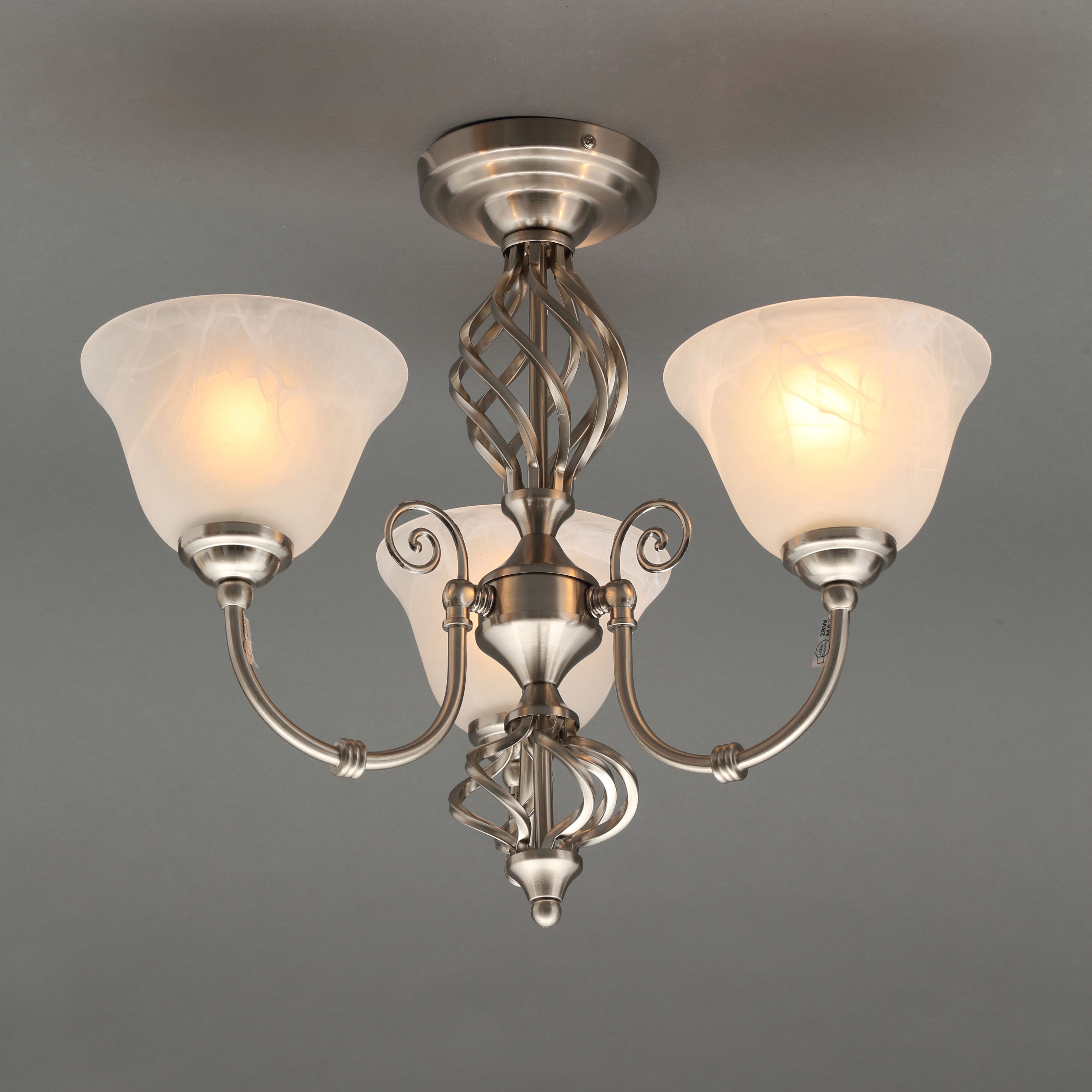 Inlight Rolli Brushed Glass & metal Nickel effect 3 Lamp Ceiling light