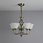 Inlight Rolli Pendant Glass & metal Antique brass effect 5 Lamp Ceiling light