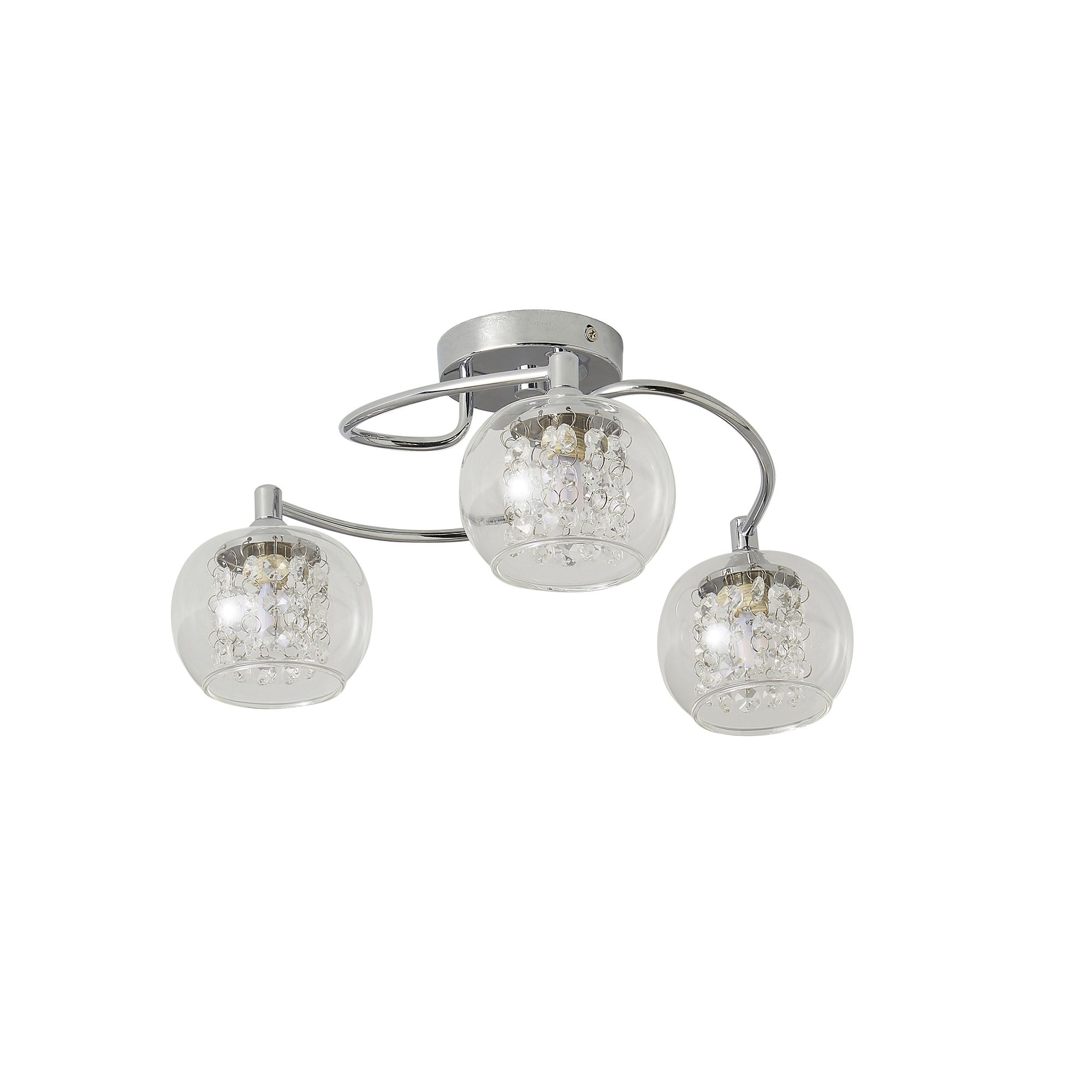 Inlight Roma Beaded Glass & steel Transparent Chrome effect 3 Lamp Ceiling light