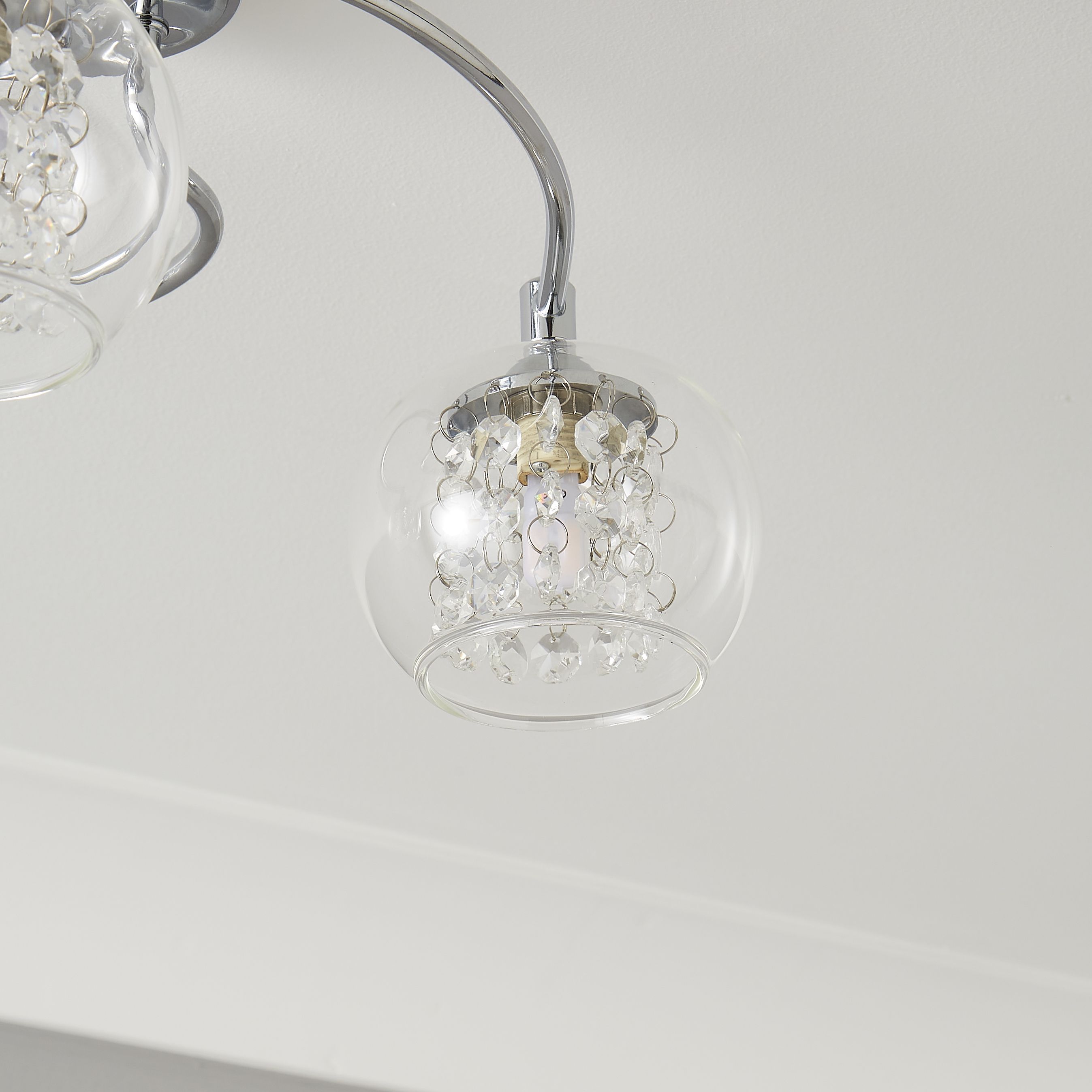 Inlight Roma Beaded Glass & steel Transparent Chrome effect 3 Lamp Ceiling light