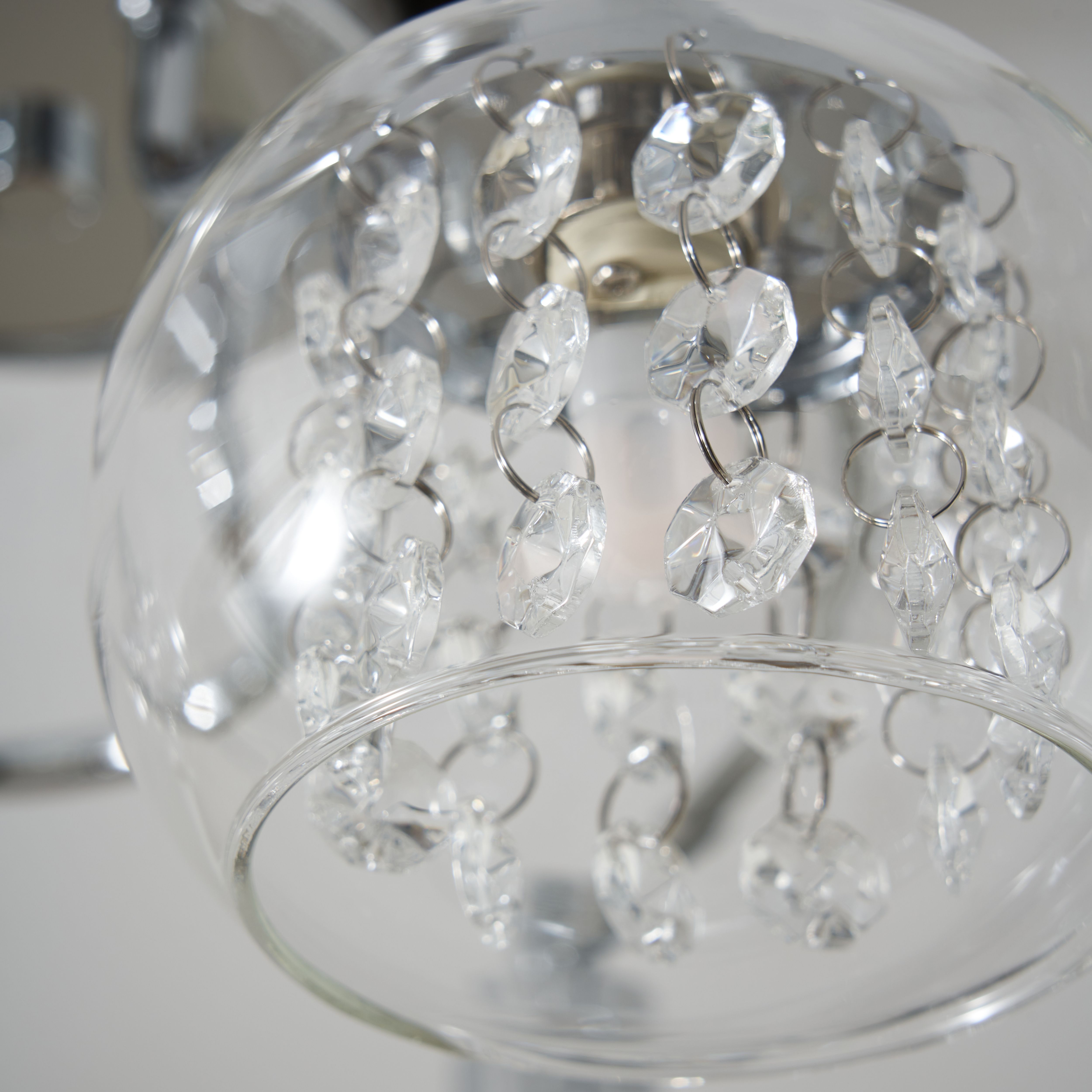 Inlight Roma Beaded Glass & steel Transparent Chrome effect 3 Lamp LED Ceiling light