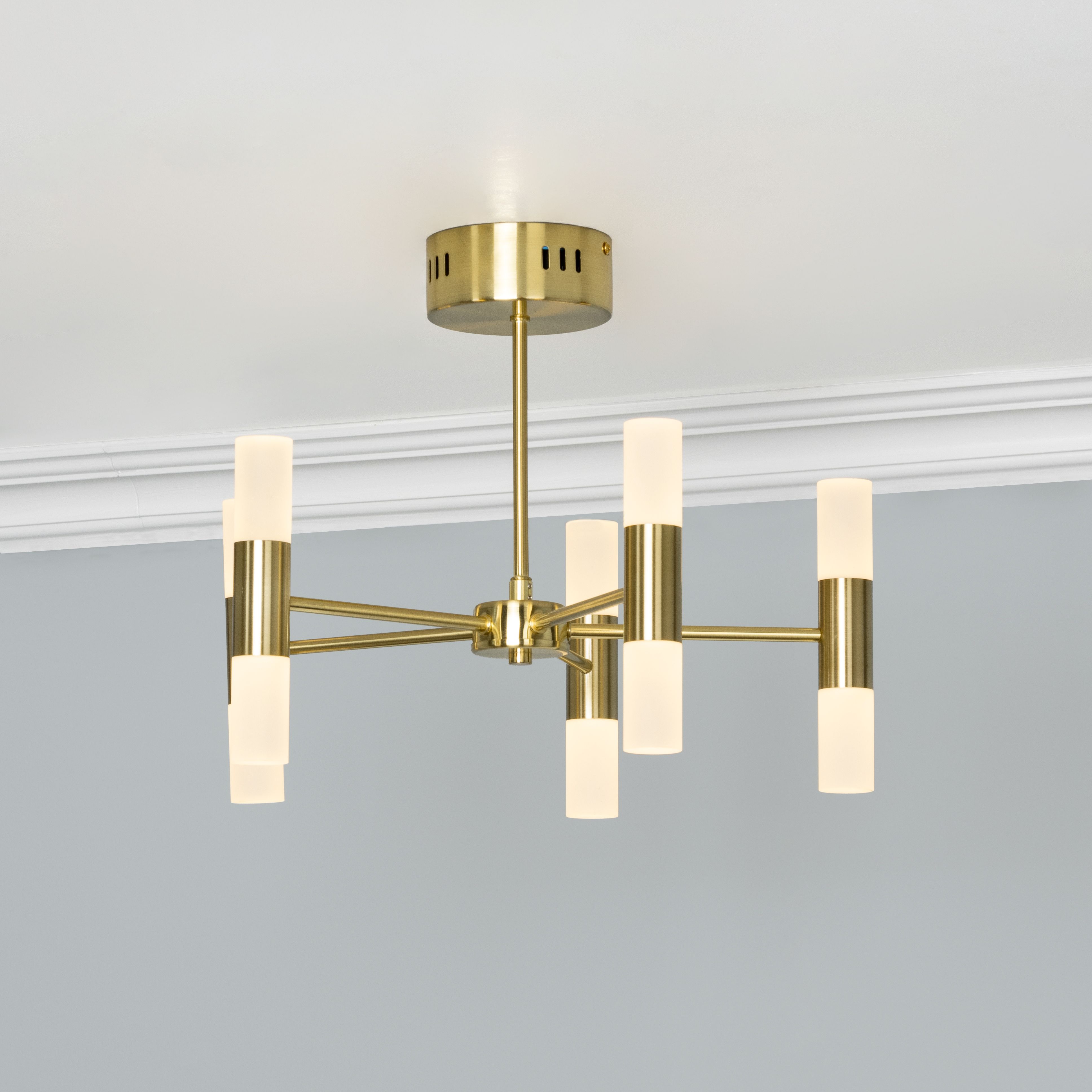 Inlight Rosa Satin Glass & metal Brass effect LED Ceiling light