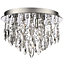 Inlight Rosie Flush Brushed Glass & metal Chrome effect 3 Lamp Ceiling light