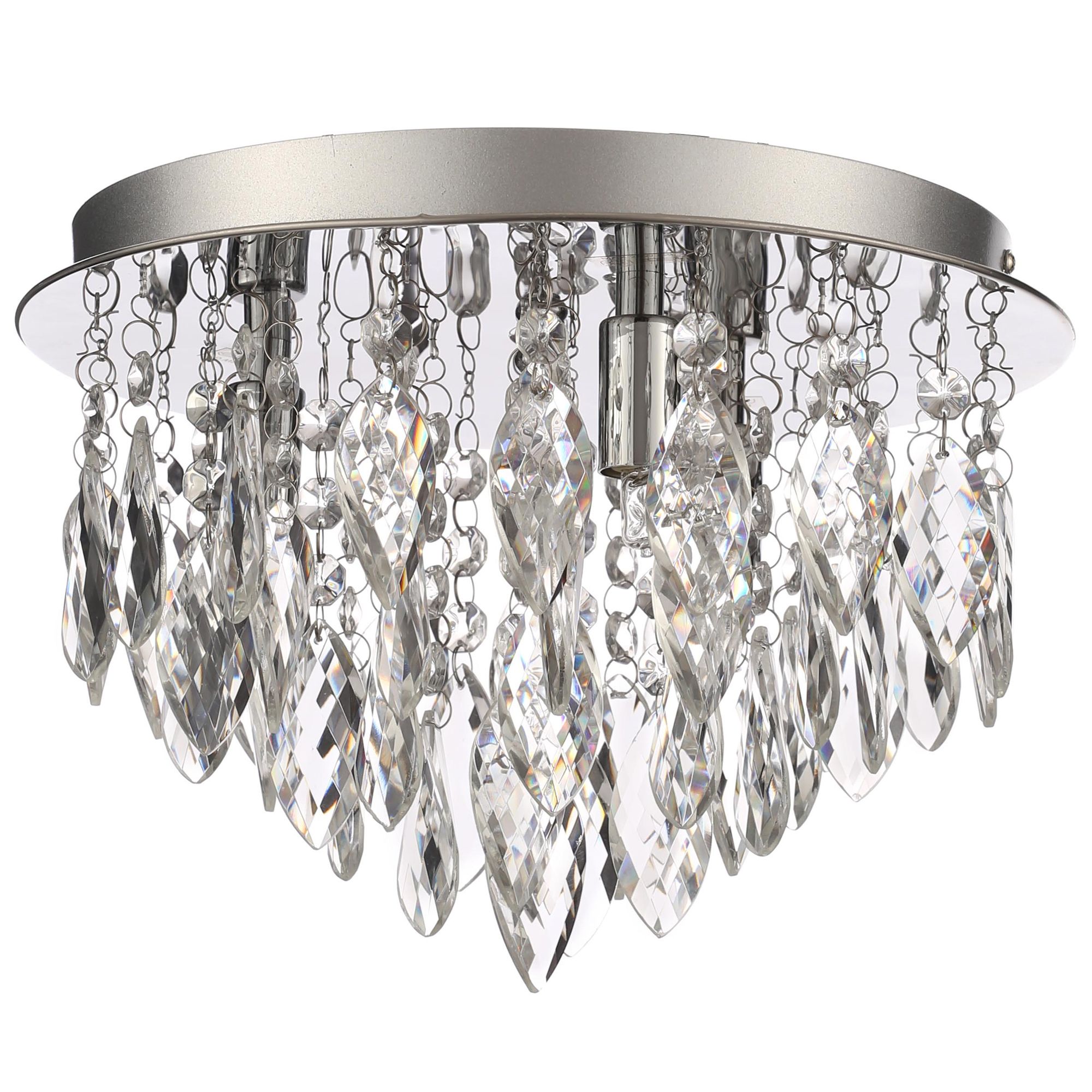 Inlight Rosie Flush Brushed Glass & metal Chrome effect 3 Lamp Ceiling light