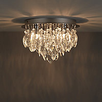 Inlight Rosie Flush Brushed Glass & metal Chrome effect 3 Lamp Ceiling light