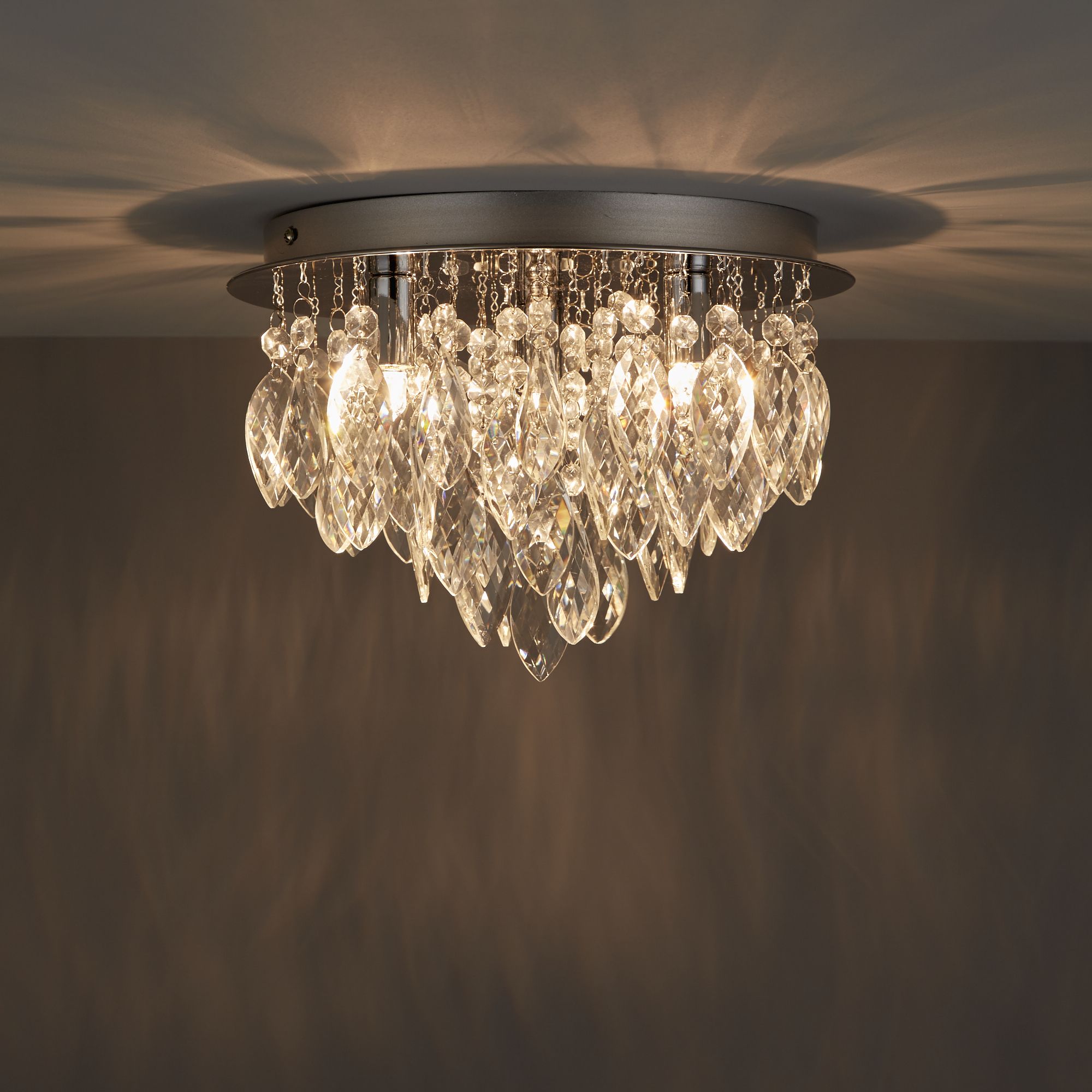 Inlight Rosie Flush Brushed Glass & metal Chrome effect 3 Lamp Ceiling light