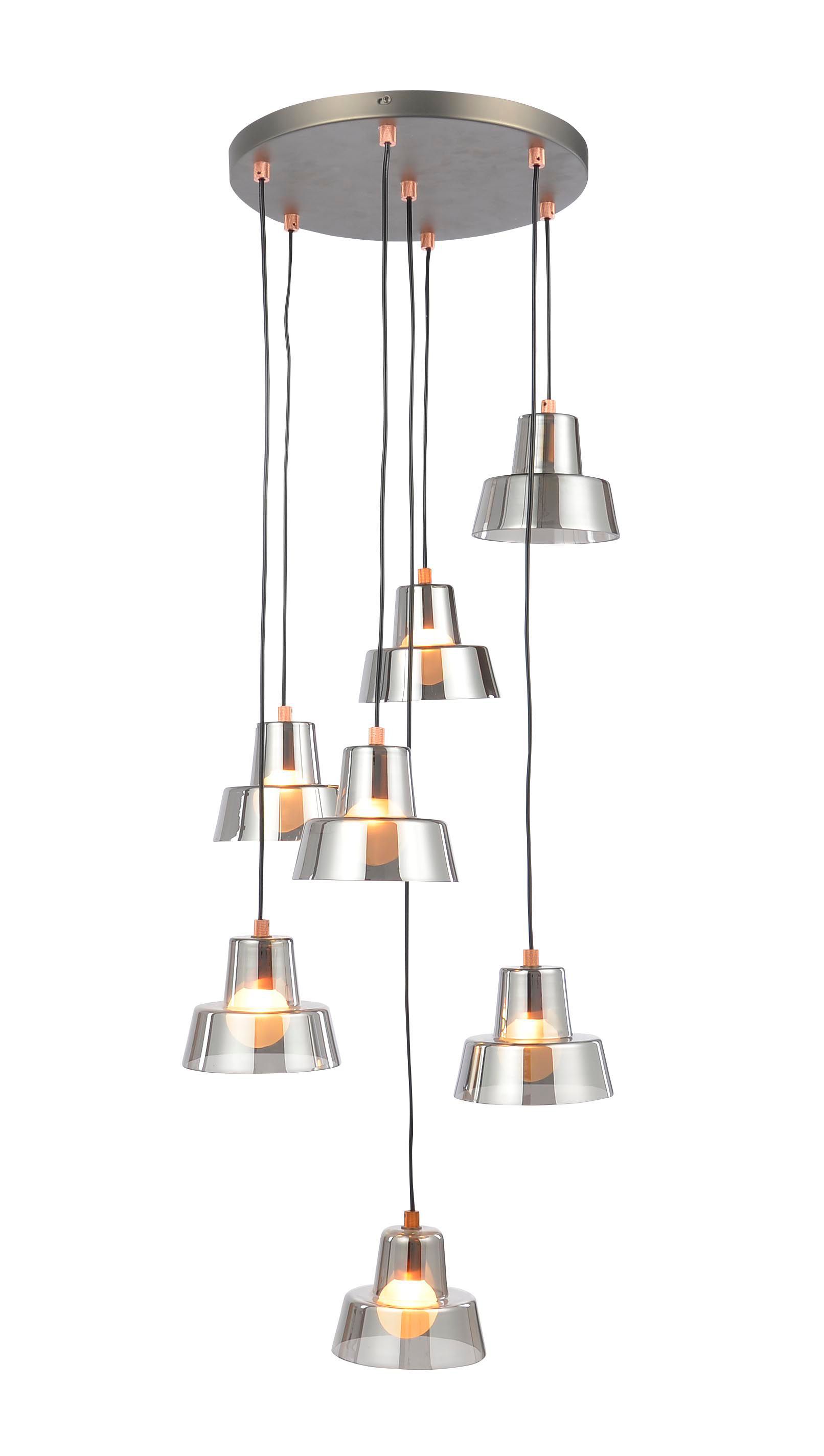 Inlight Sadi Brushed Glass & metal Smoked chrome effect 7 Lamp LED Ceiling light