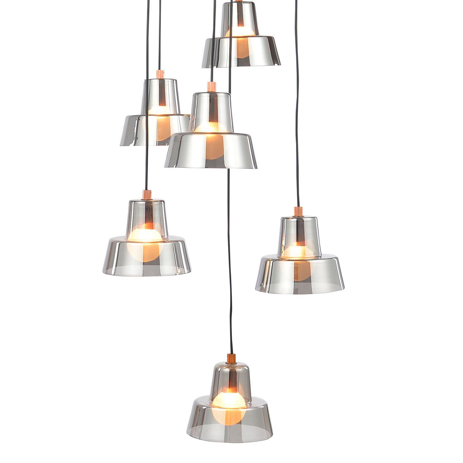 Inlight Sadi Brushed Glass & metal Smoked chrome effect 7 Lamp LED Ceiling light