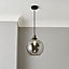 Inlight Sadri Matt Black Smoked effect Pendant ceiling light, (Dia)250mm