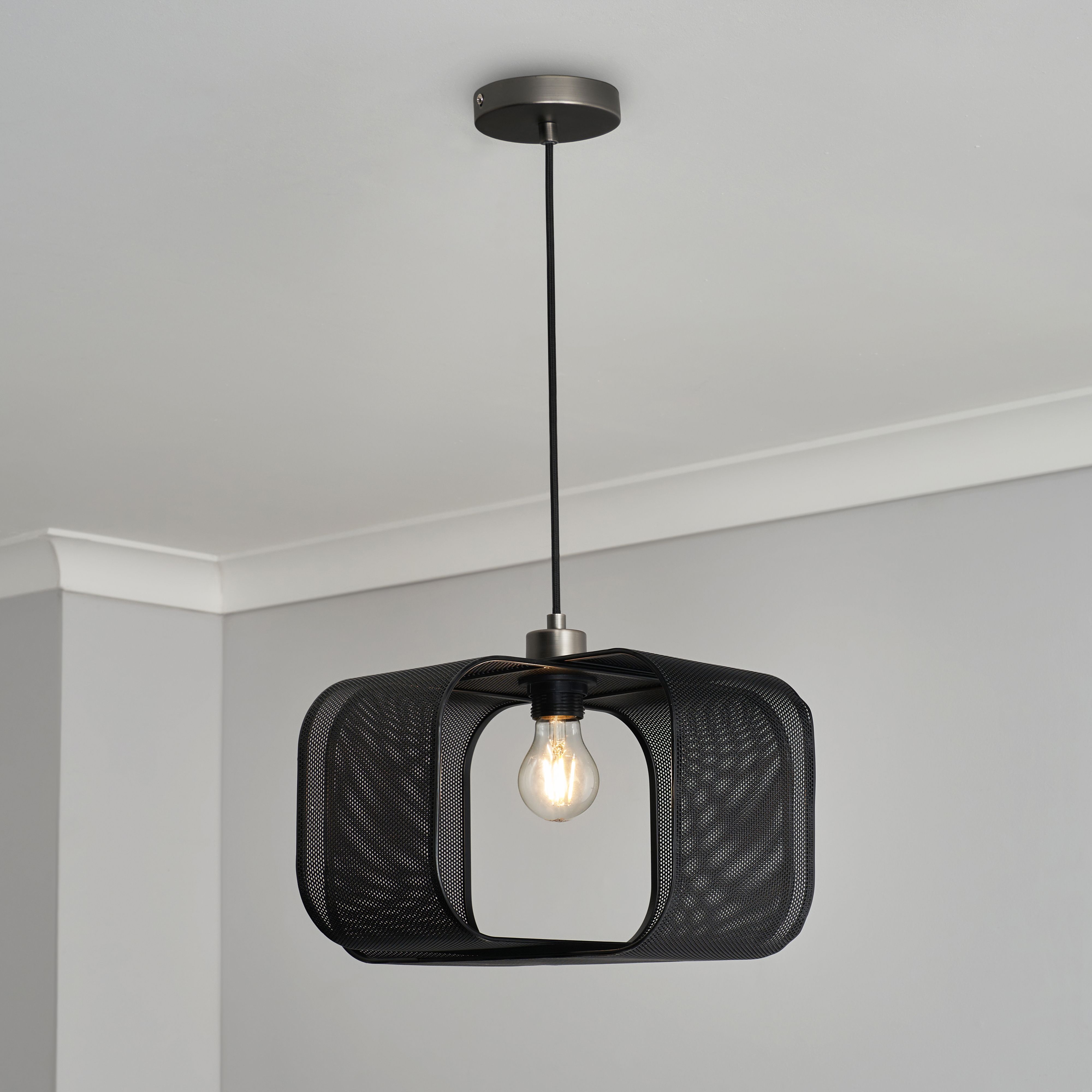 Inlight Scott Black Sculptured Square Lamp shade (D)35cm