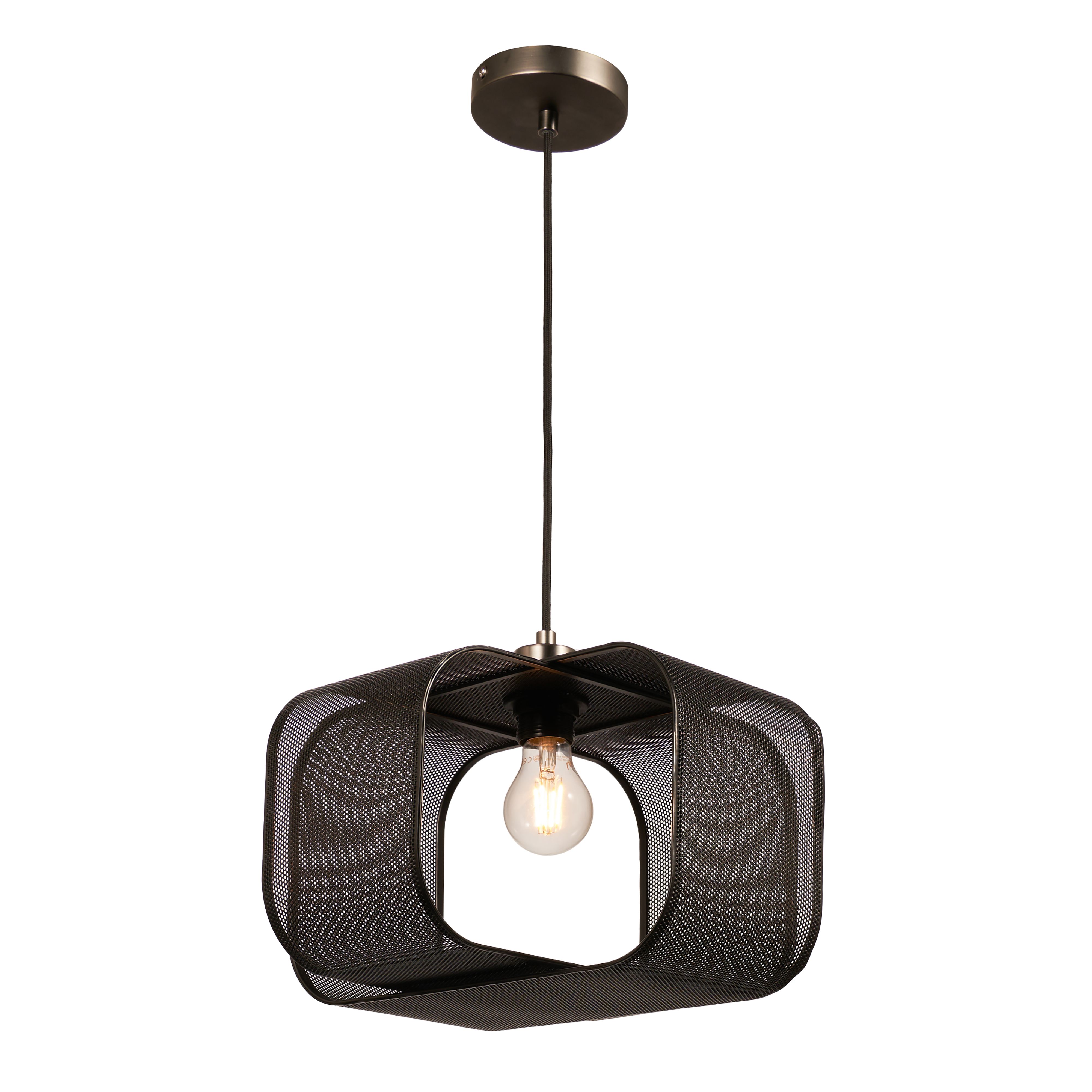 Inlight Scott Black Sculptured Square Lamp shade (D)35cm