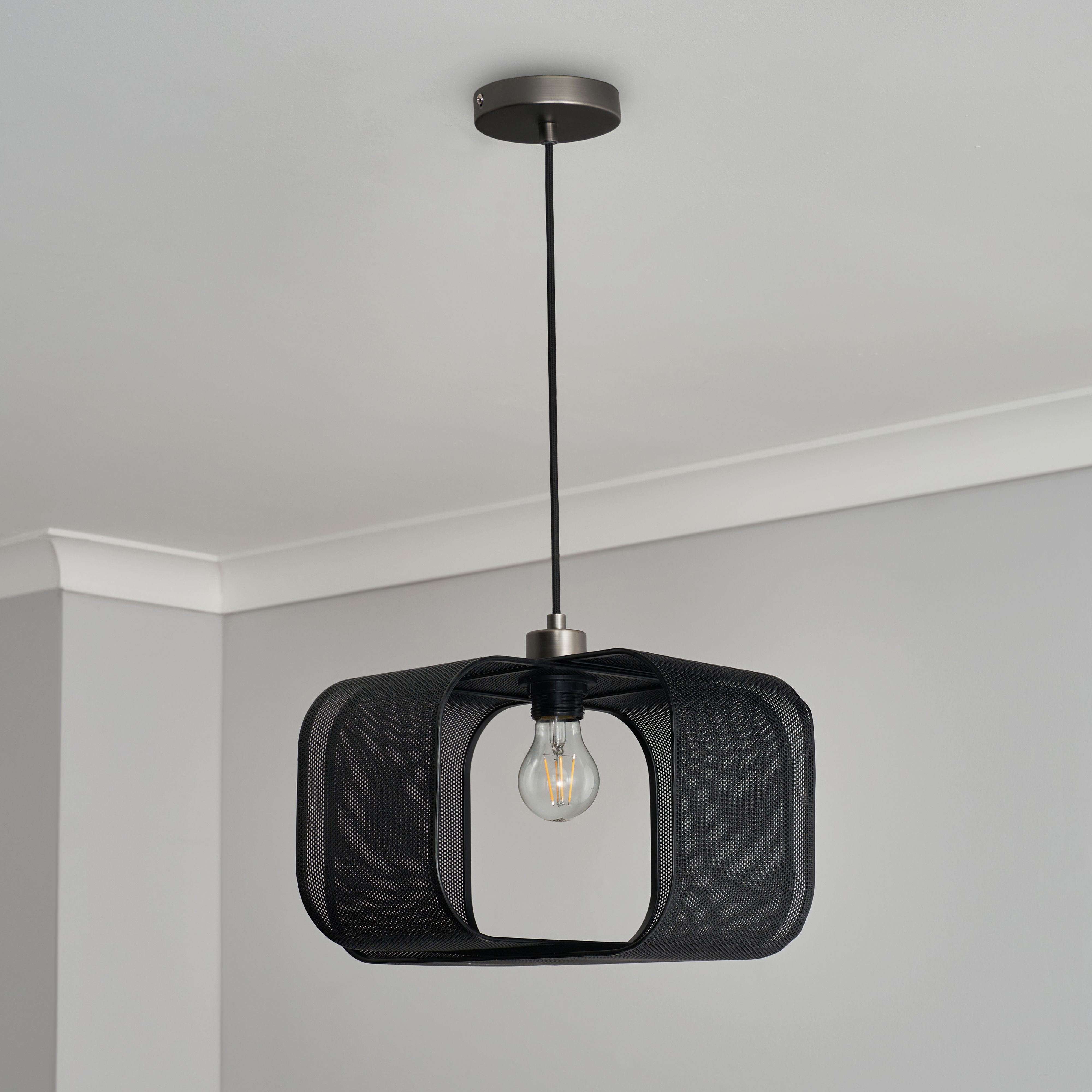 Inlight Scott Black Sculptured Square Lamp shade (D)35cm