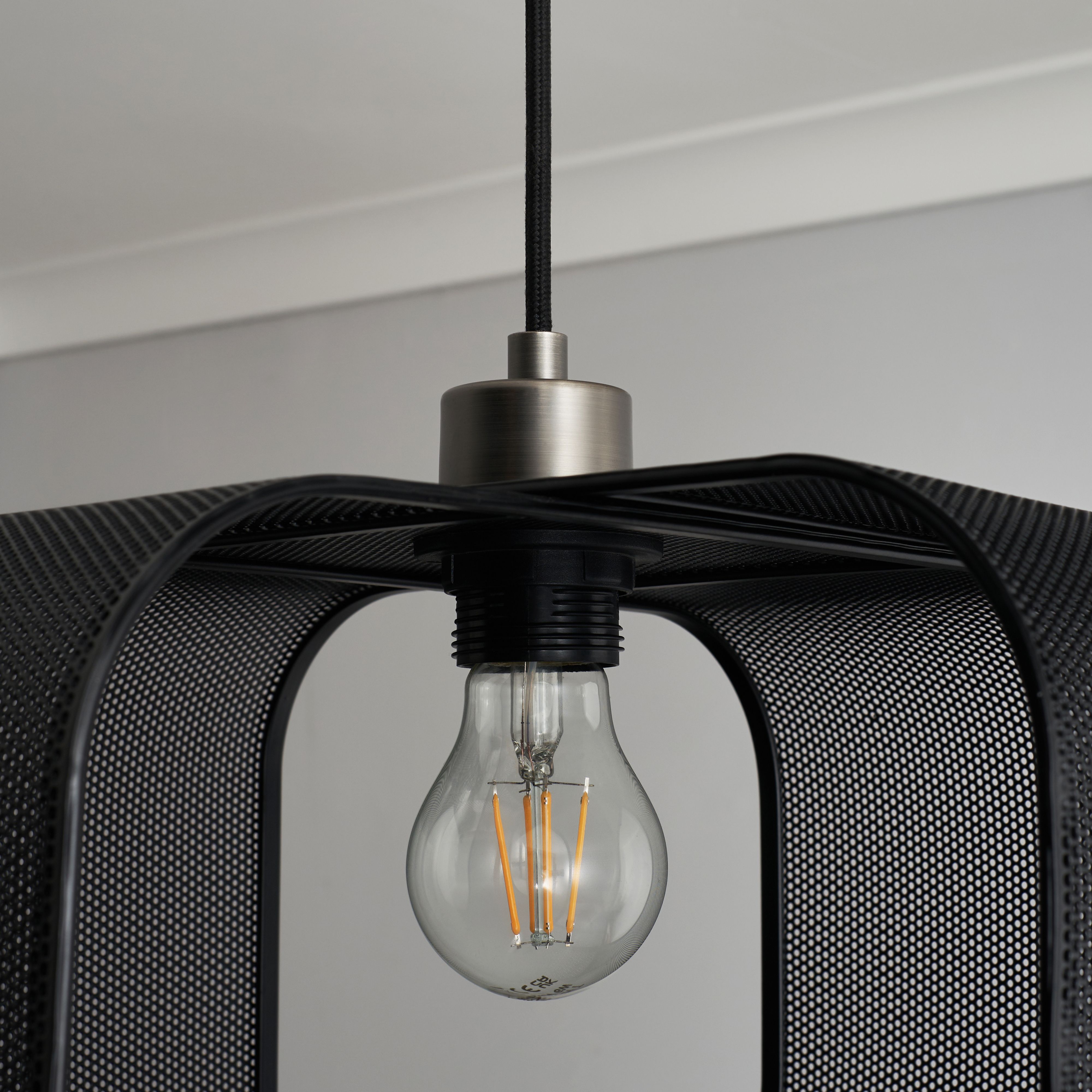 Inlight Scott Black Sculptured Square Lamp shade (D)35cm