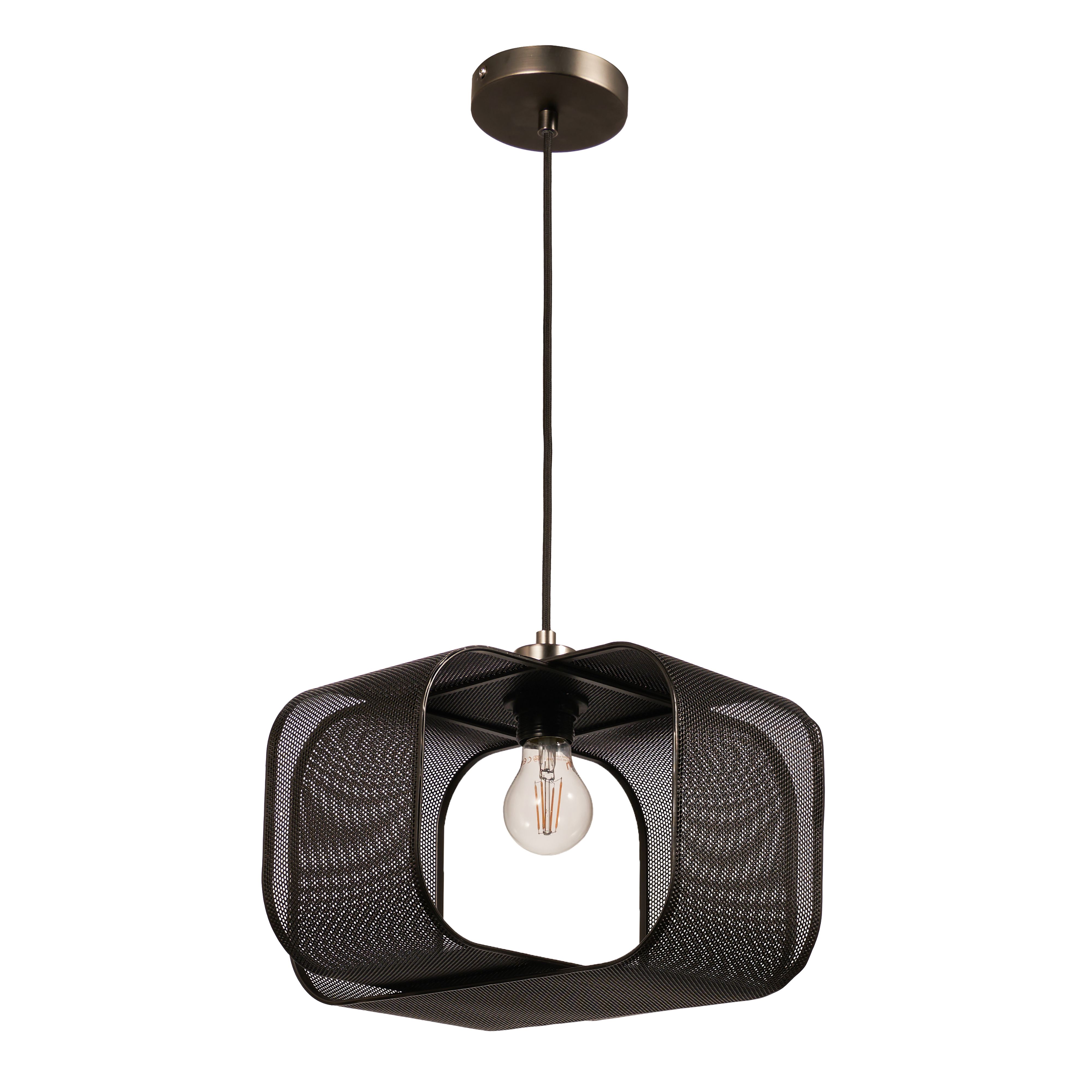 Inlight Scott Black Sculptured Square Lamp shade (D)35cm