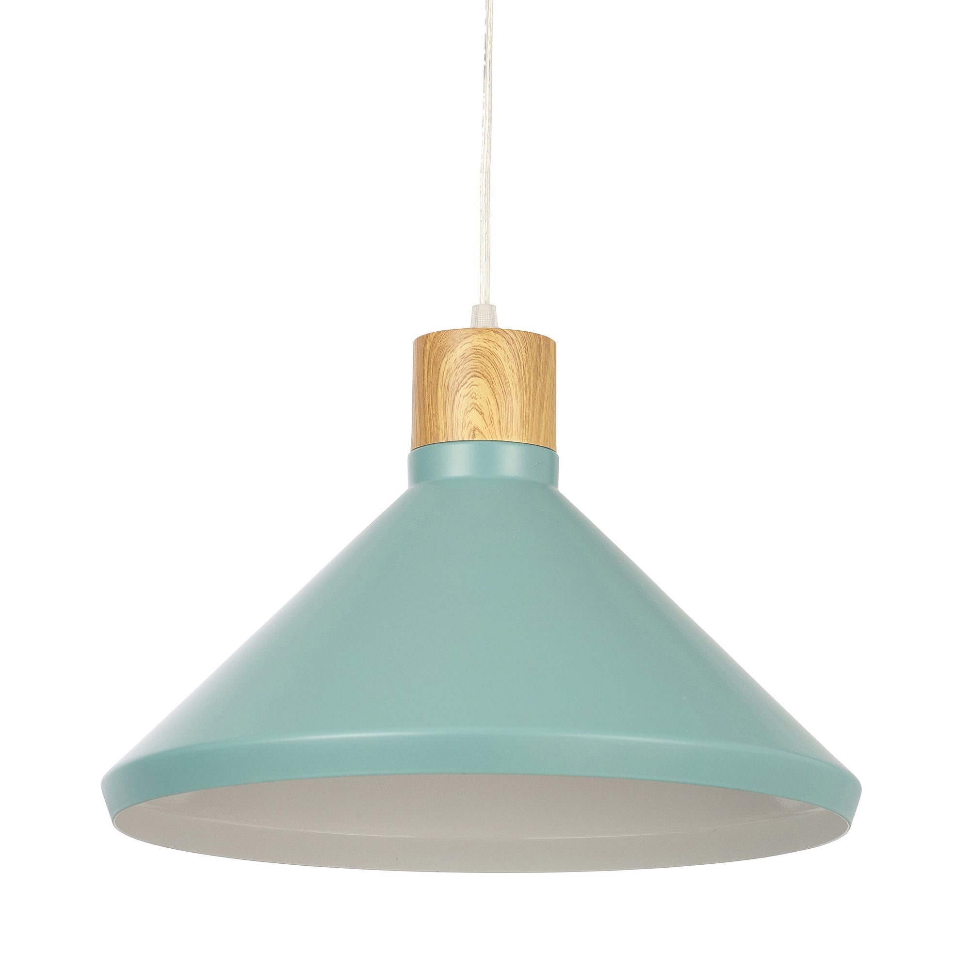 Inlight Selma Brushed Steel Green Wood effect Ceiling light