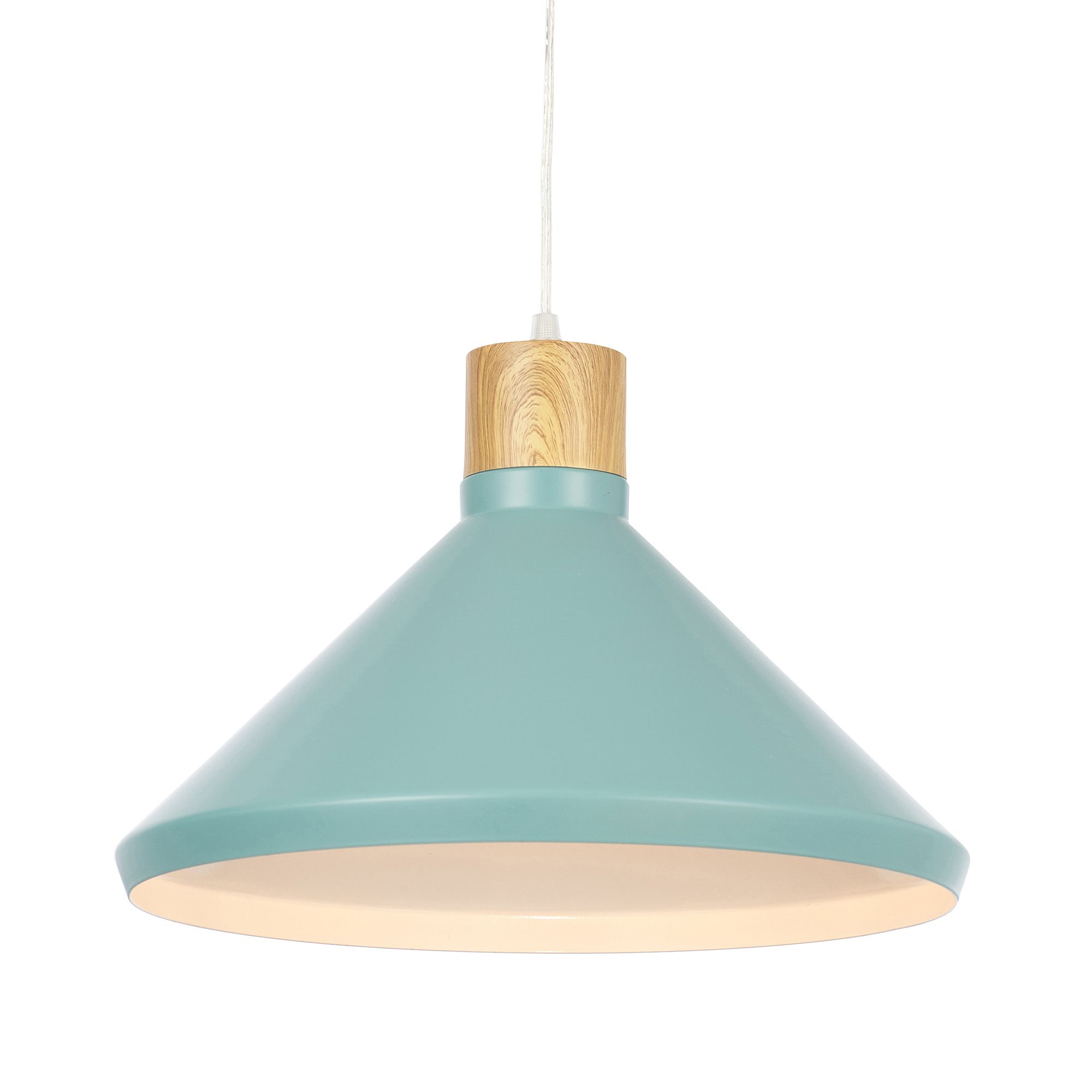Inlight Selma Brushed Steel Green Wood effect Ceiling light