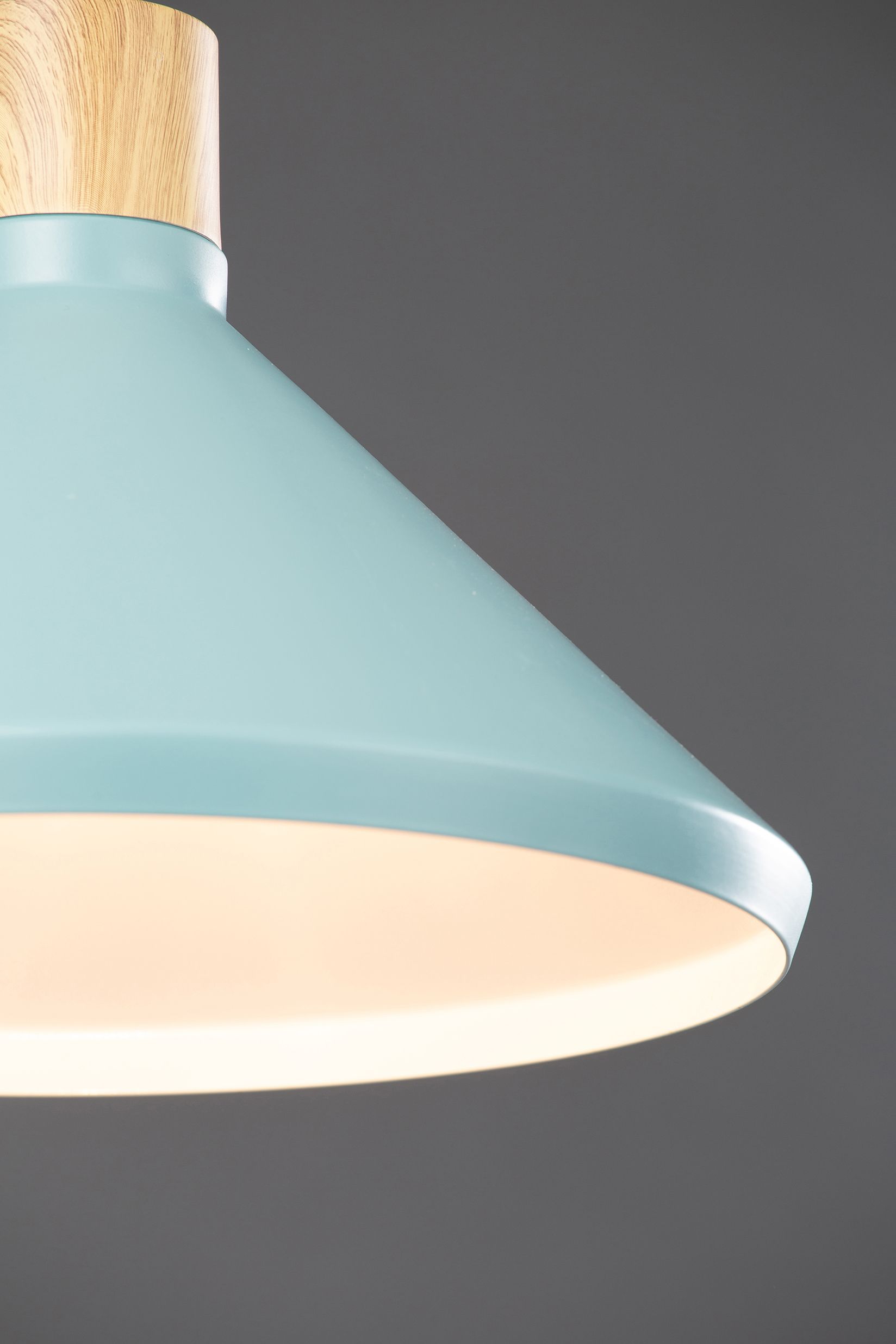 Inlight Selma Brushed Steel Green Wood effect Ceiling light