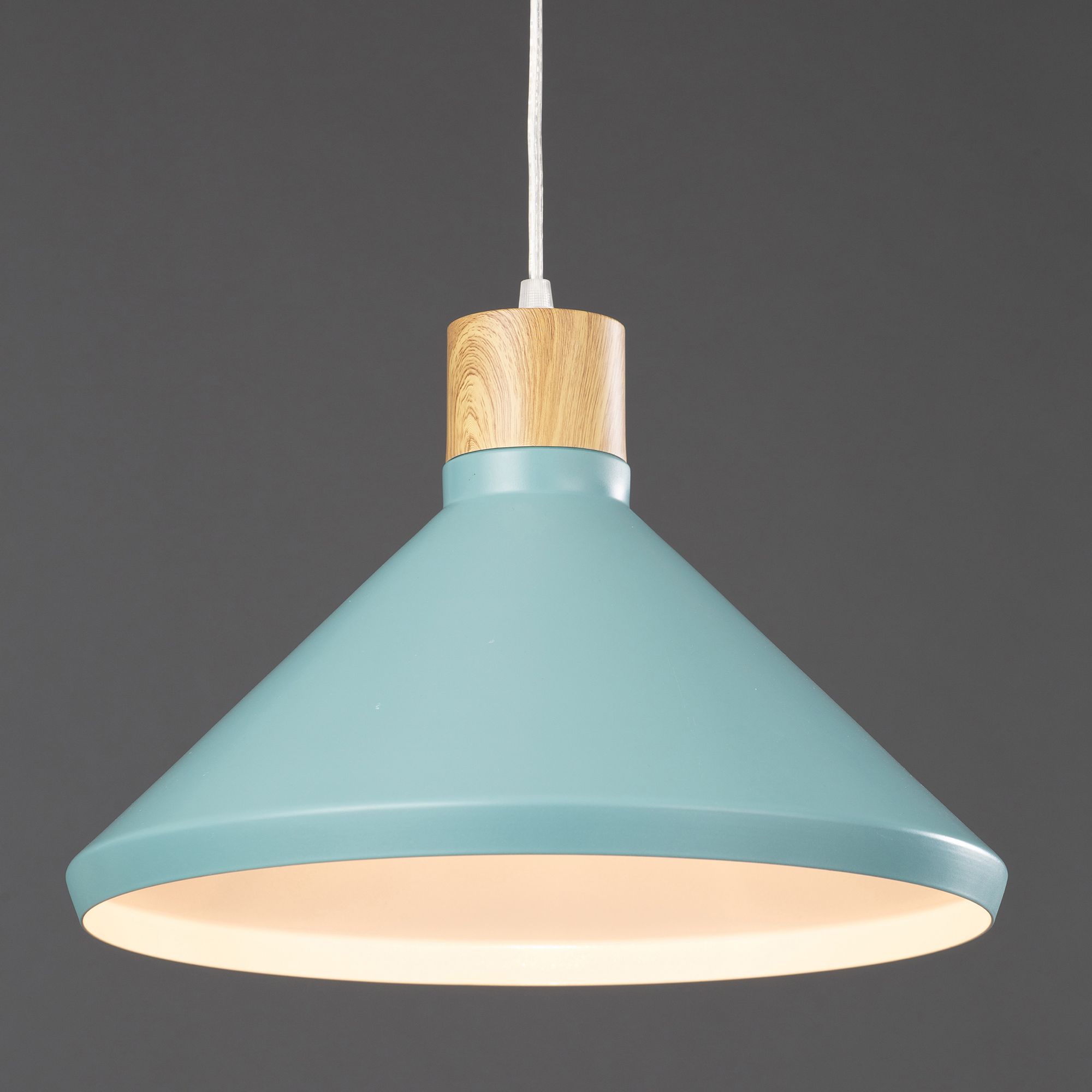 Inlight Selma Brushed Steel Green Wood effect Ceiling light