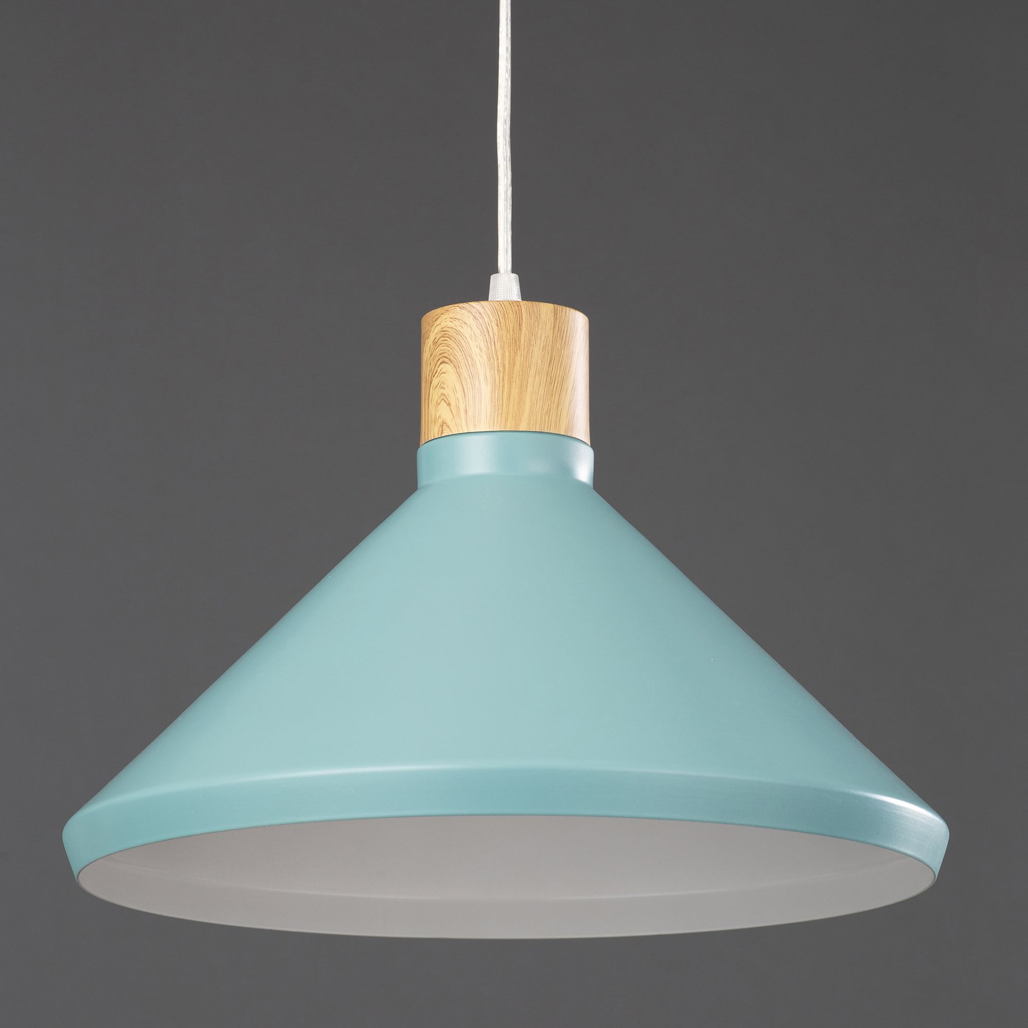 Inlight Selma Brushed Steel Green Wood effect Ceiling light