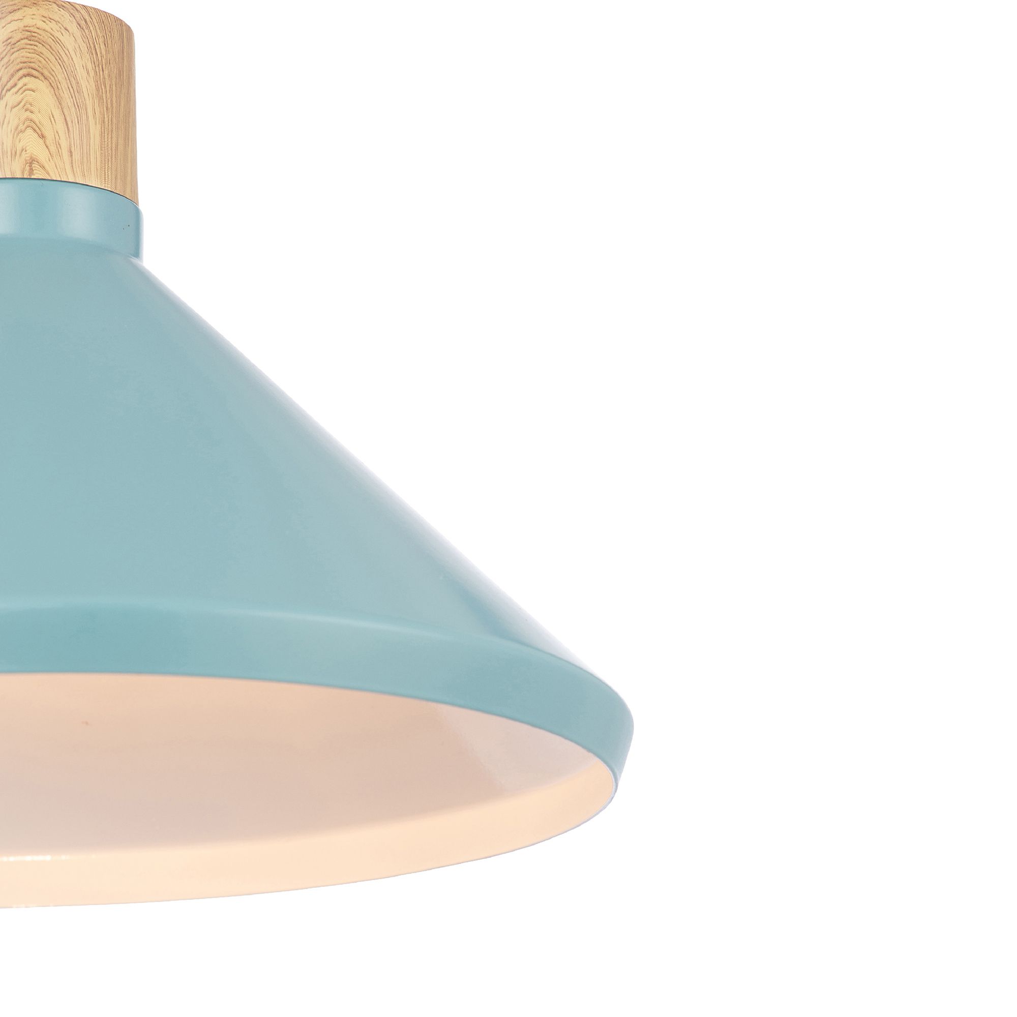 Inlight Selma Brushed Steel Green Wood effect Ceiling light