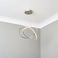 Inlight Shear Loop Chrome effect Pendant ceiling light, (Dia)410mm
