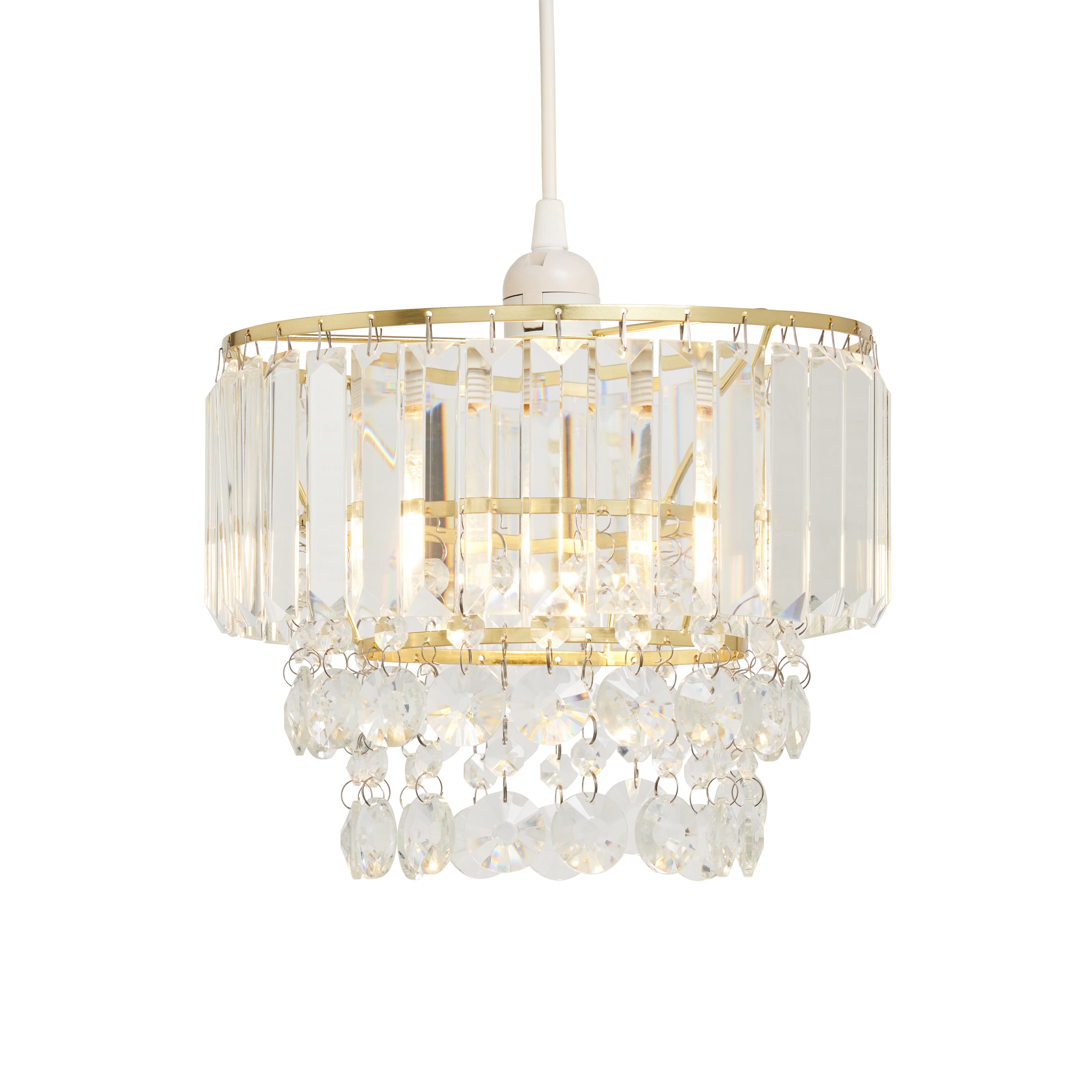 Inlight Sobra Brushed Brass effect Tiered Round Lamp shade (D)27cm