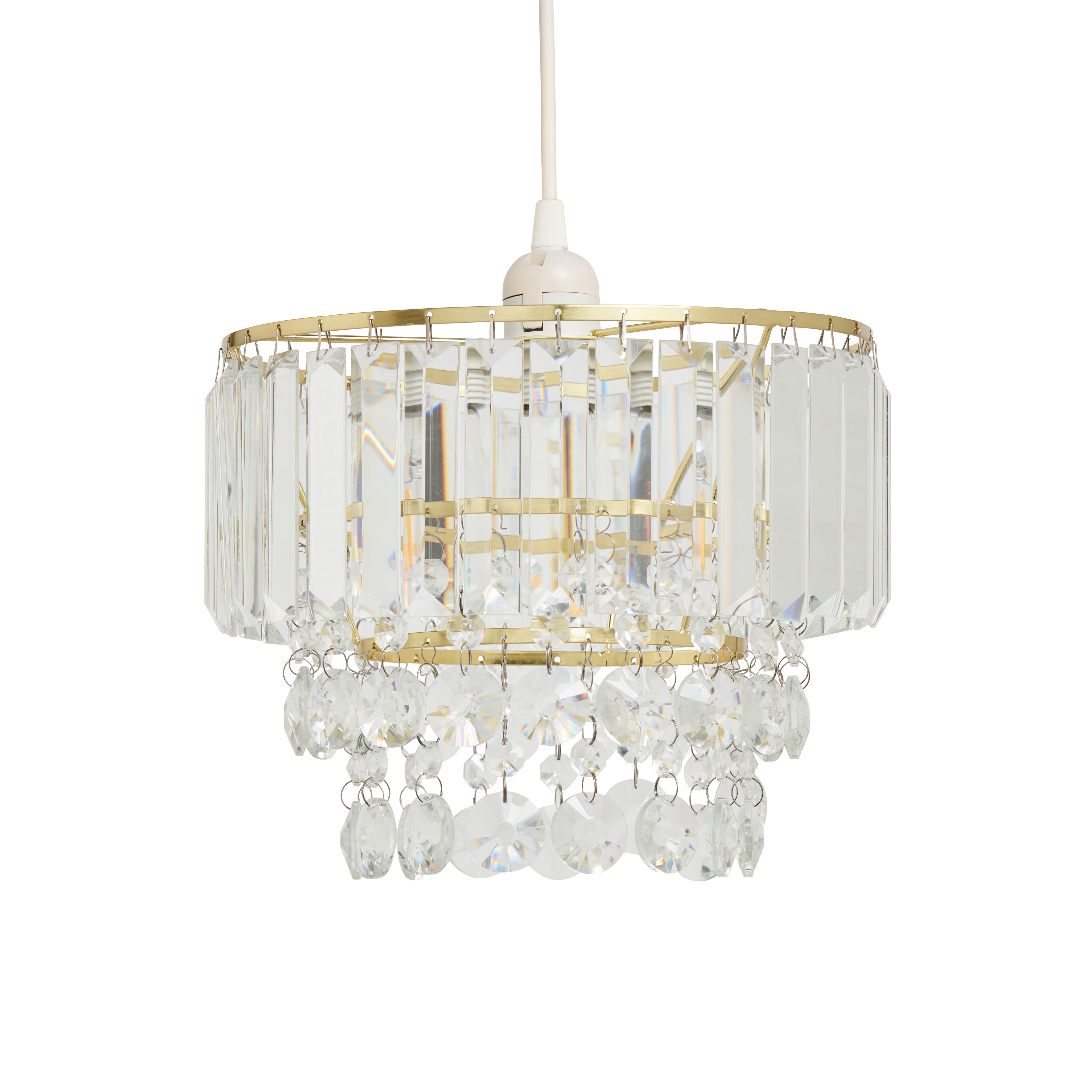 Inlight Sobra Brushed Brass effect Tiered Round Lamp shade (D)27cm
