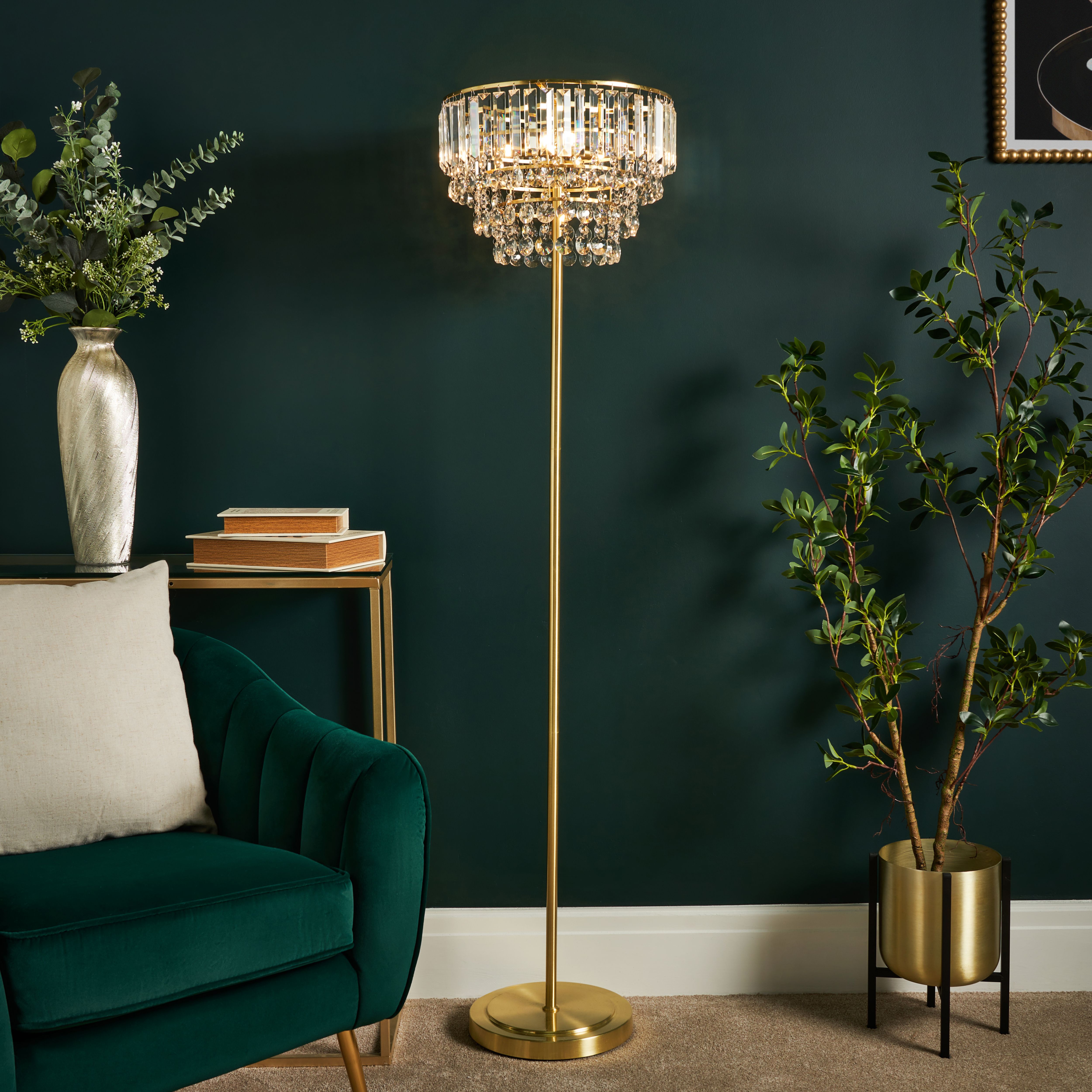 Inlight Sobra Satin Brass effect 3 Lights LED Floor lamp