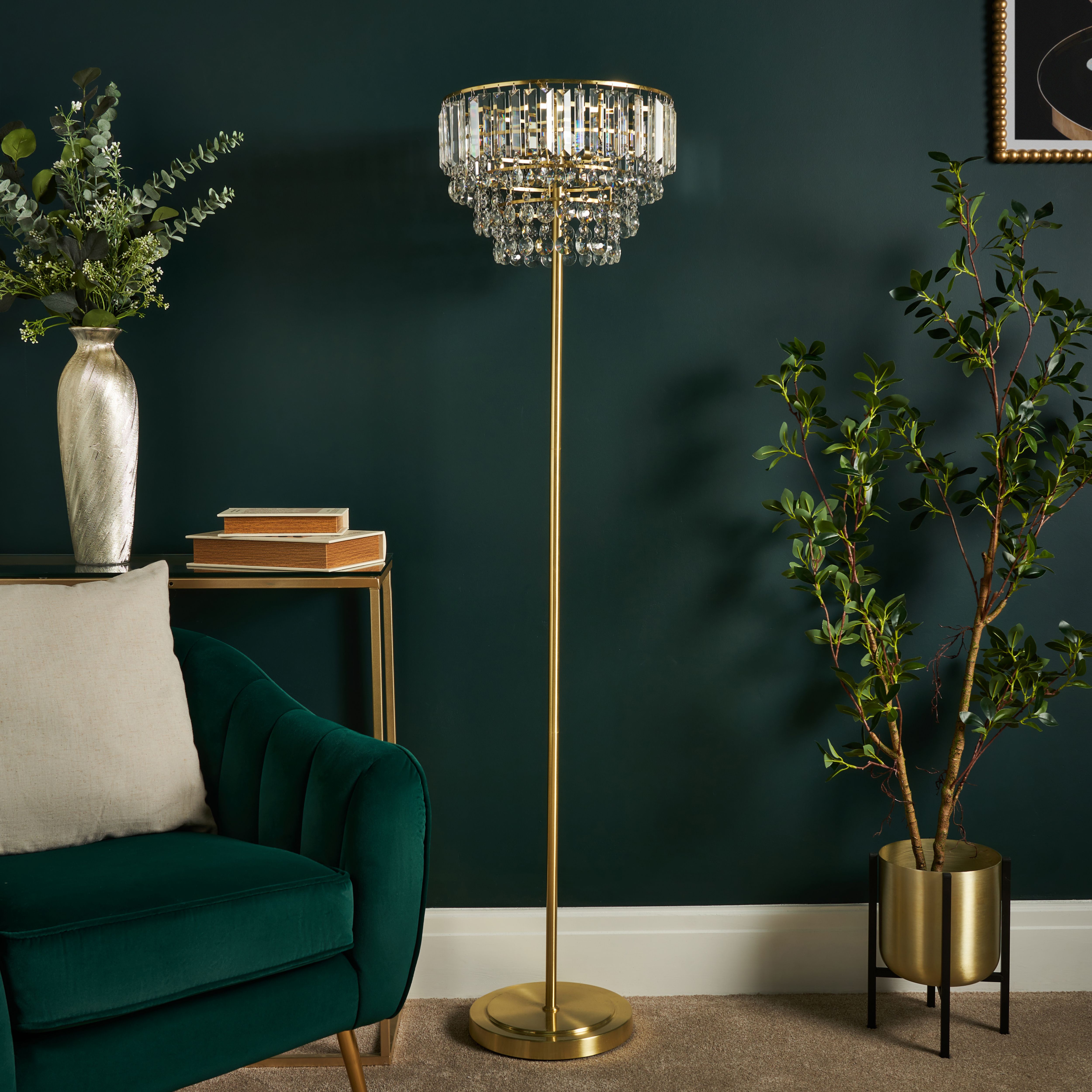 Inlight Sobra Satin Brass effect 3 Lights LED Floor lamp