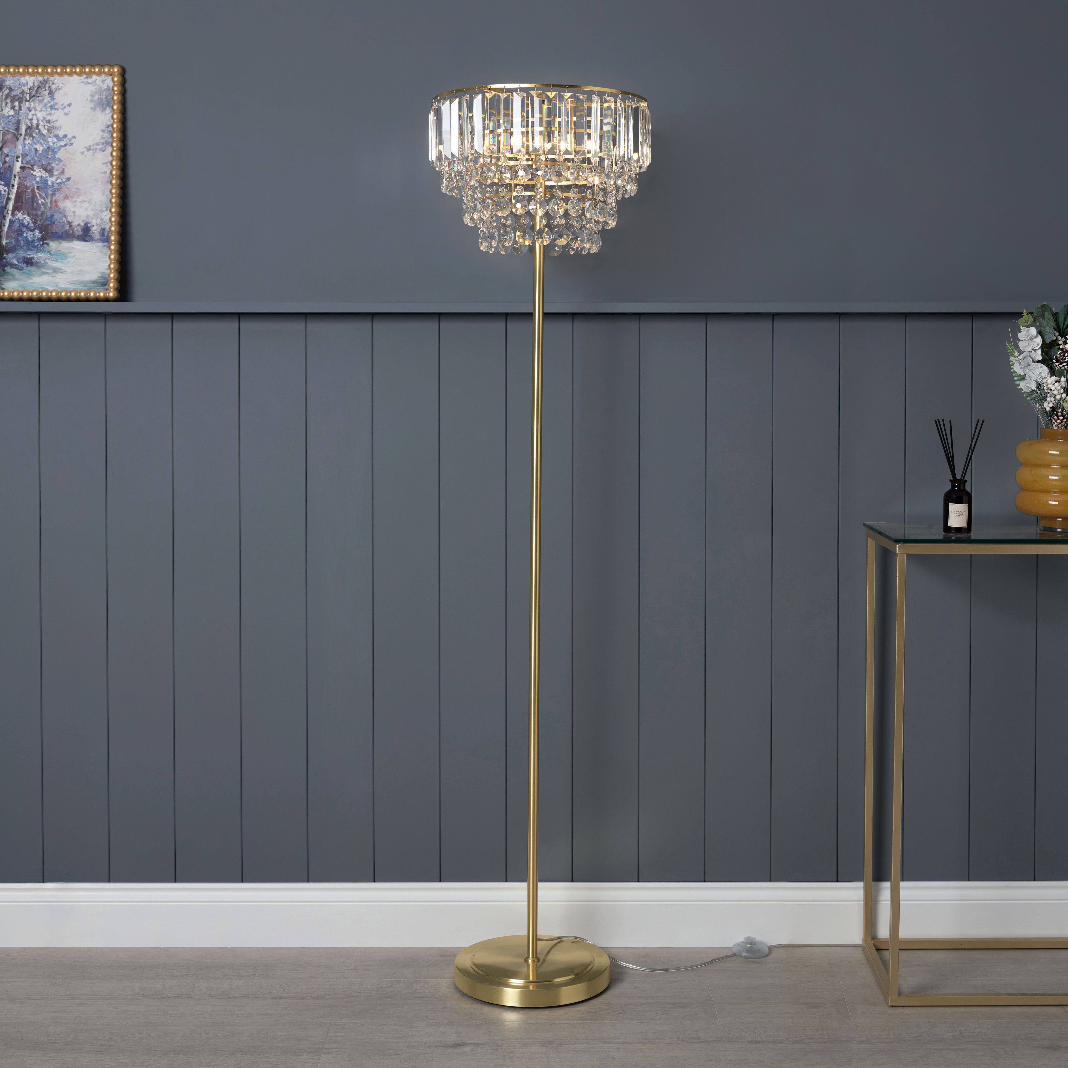 Inlight Sobra Satin Brass effect 3 Lights LED Floor lamp