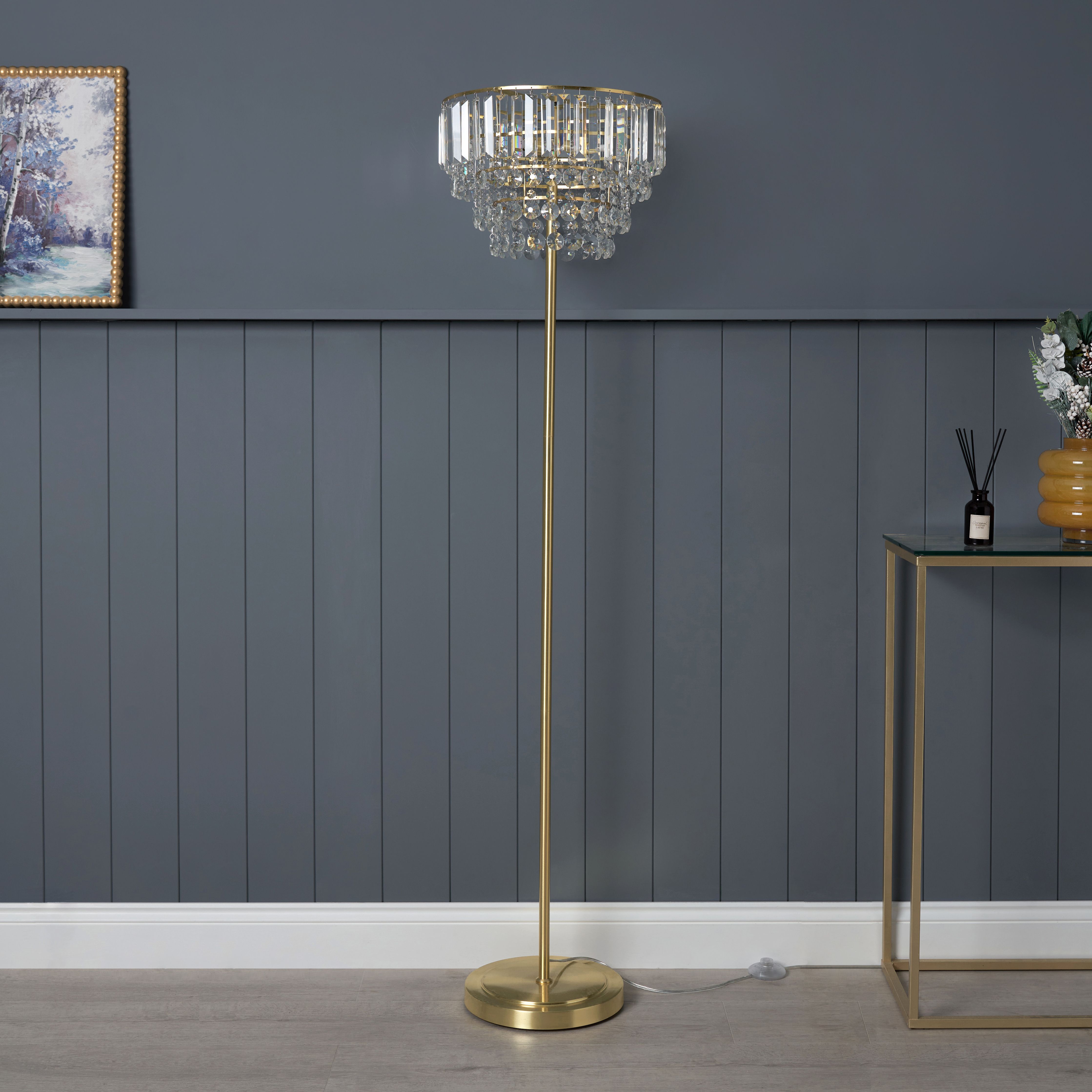 Inlight Sobra Satin Brass effect 3 Lights LED Floor lamp