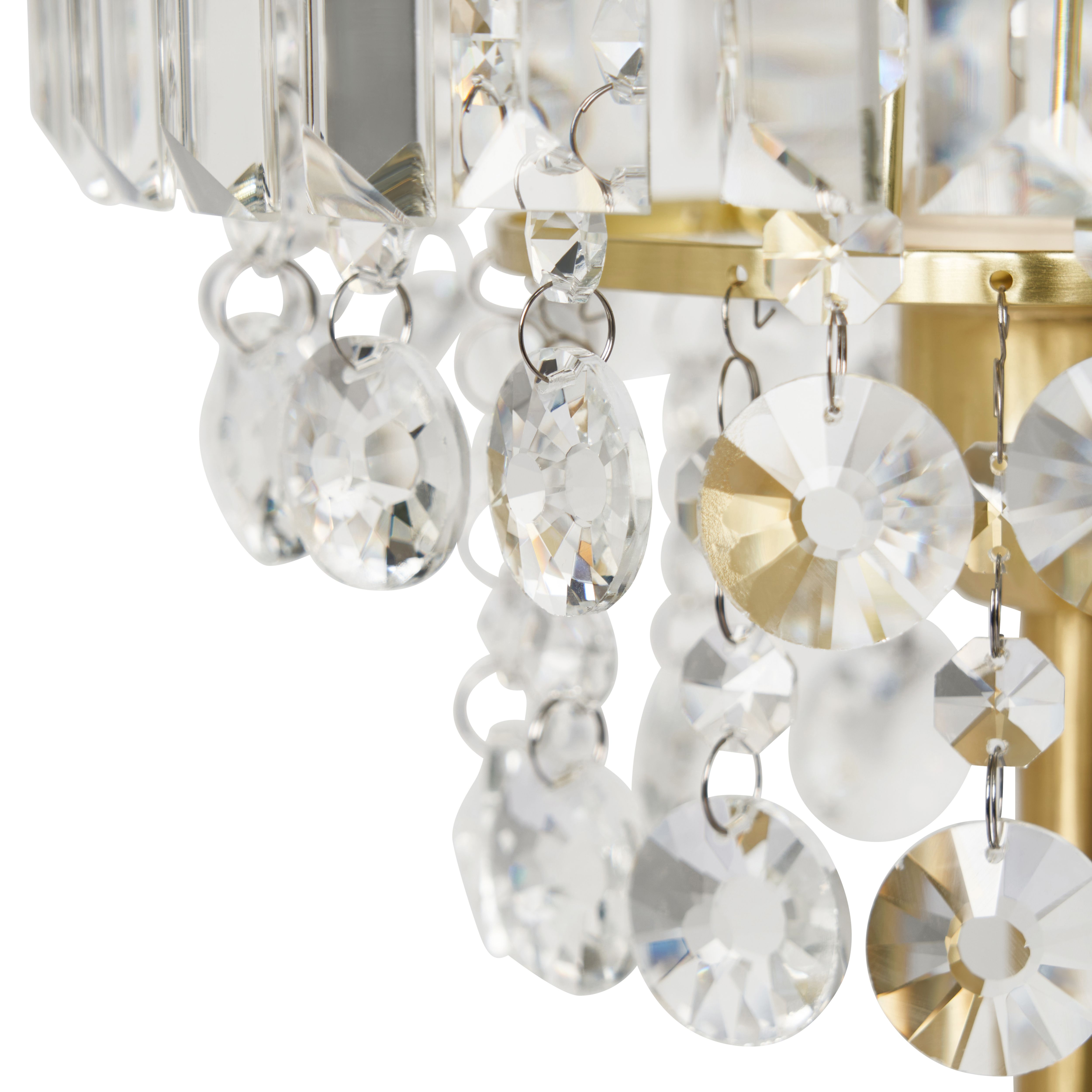 Inlight Sobra Tiered Round Polished Satin Clear Brass effect Table lamp
