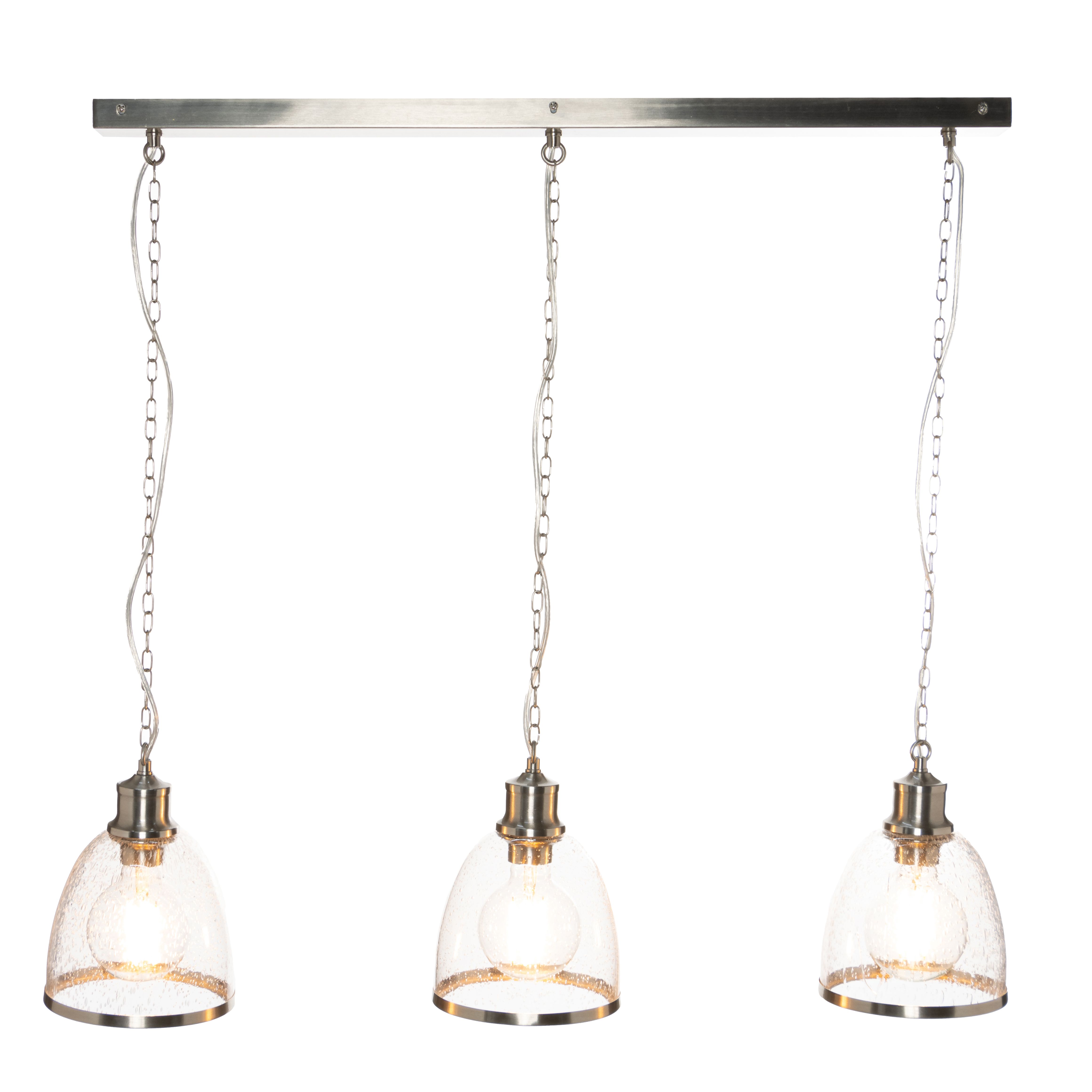 Inlight Sofy Brushed Satin Glass & metal Nickel effect 3 Lamp LED Ceiling light