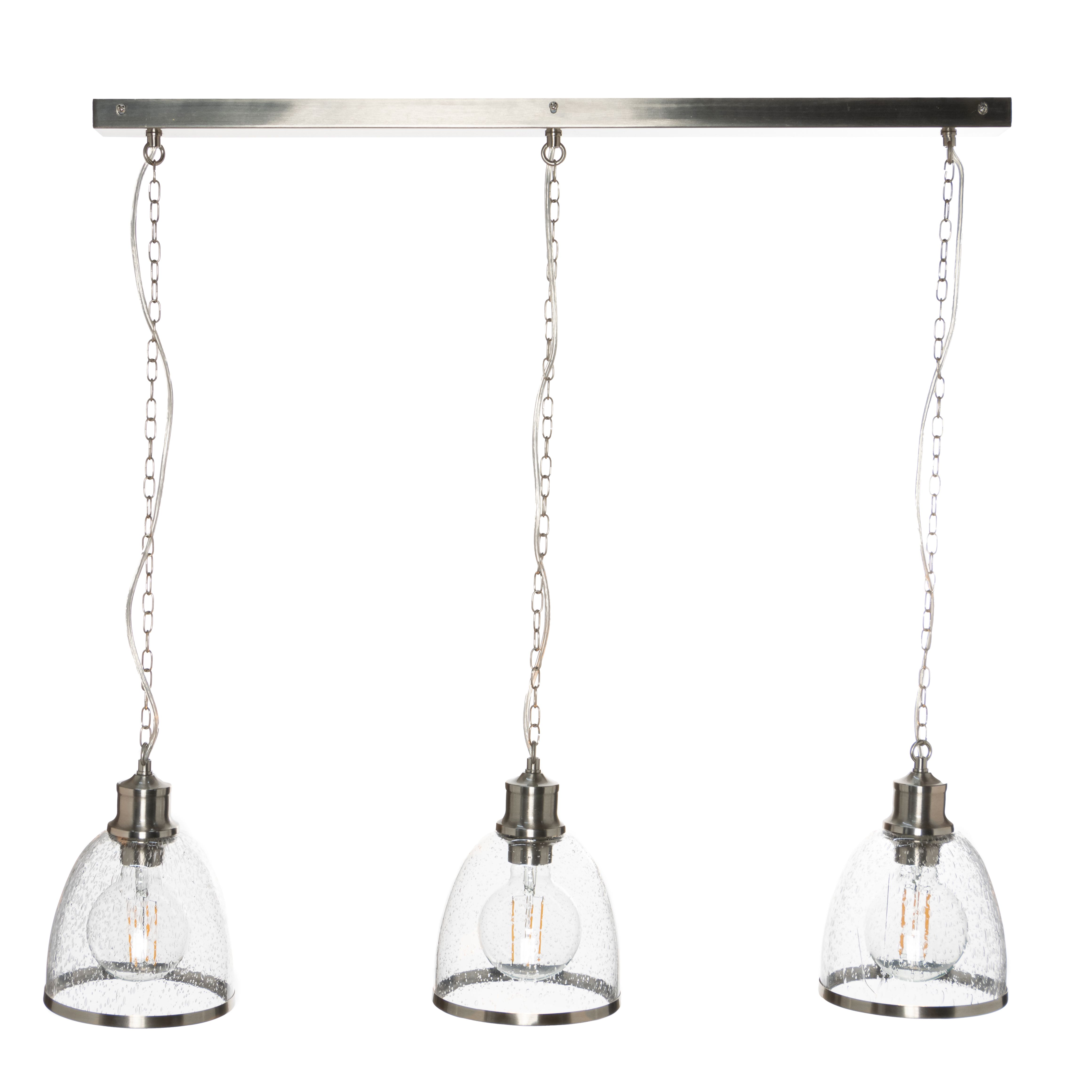 Inlight Sofy Brushed Satin Glass & metal Nickel effect 3 Lamp LED Ceiling light