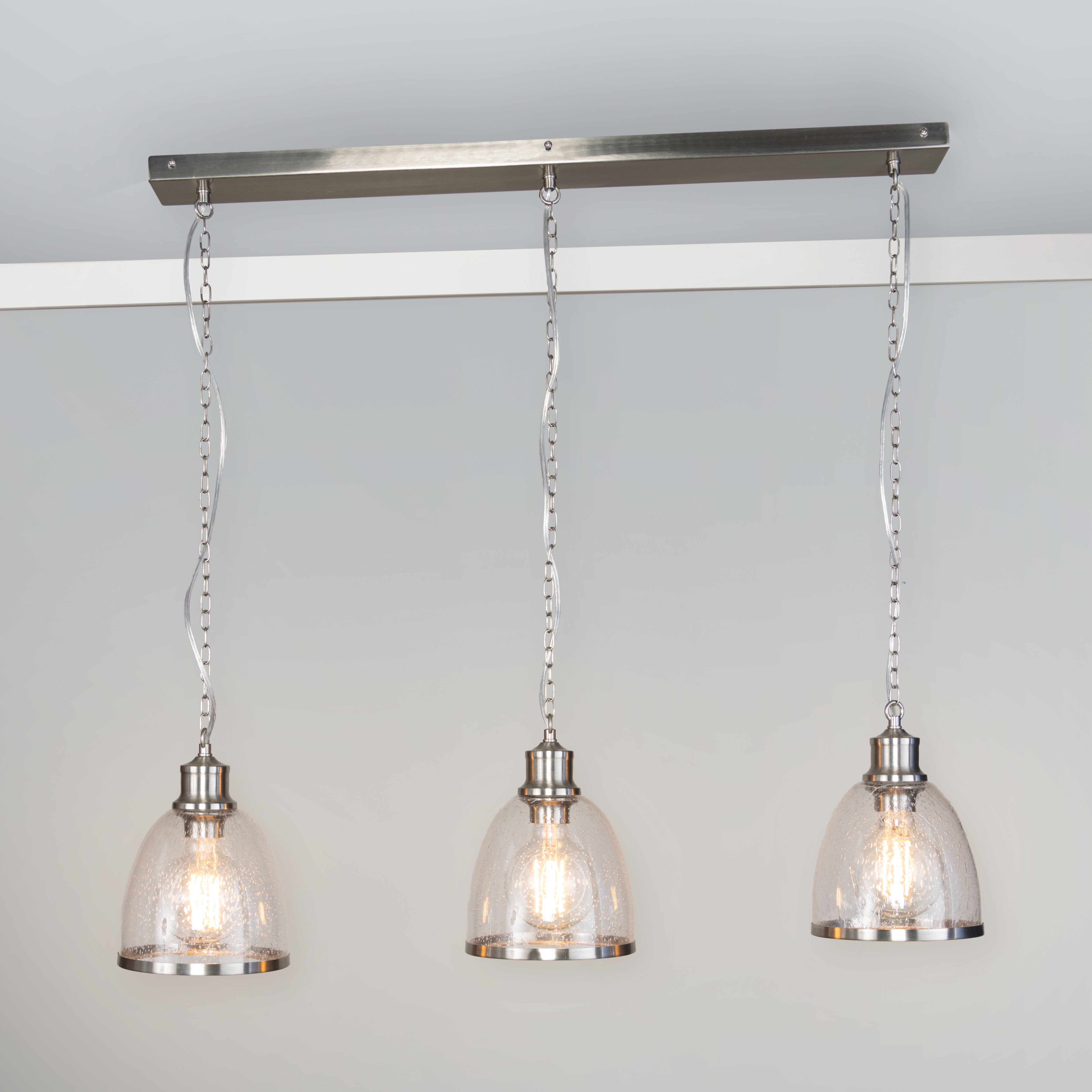 Inlight Sofy Brushed Satin Glass & metal Satin Nickel effect 3 Lamp LED  Ceiling light | DIY at B&Q | Deckenstrahler