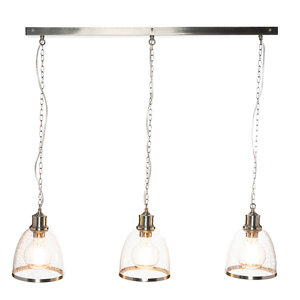 Inlight Sofy Brushed Satin Glass & metal Satin Nickel effect 3 Lamp LED  Ceiling light | DIY at B&Q