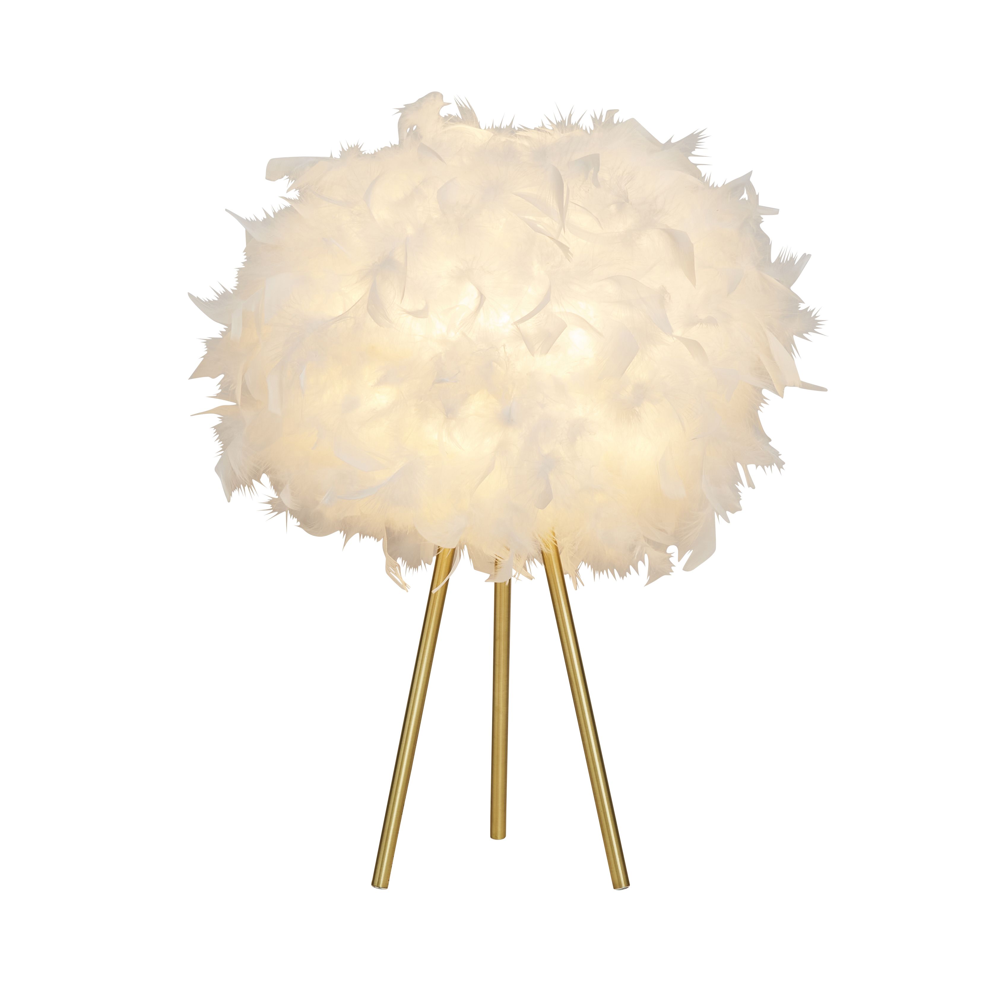 Inlight Sylvia Feather Polished White Round Table lamp