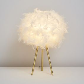 Inlight Sylvia Feather Polished White Round Table lamp